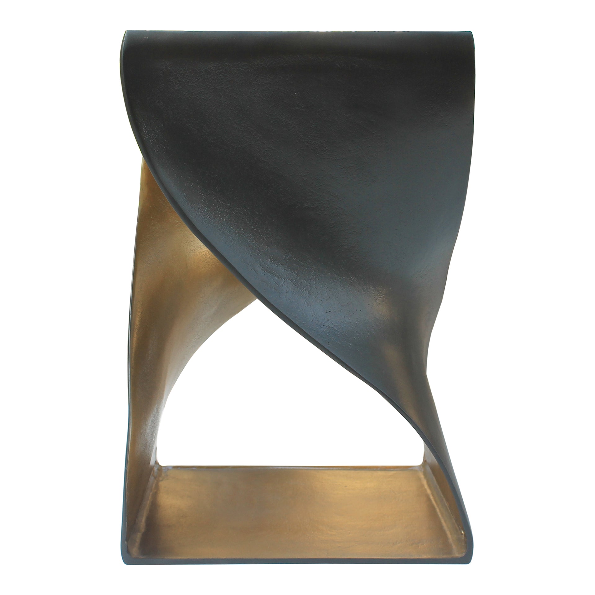 Celeste Accent Table, Sculptural Aluminum Base, Black & Antique Brass Finish, Square Shape