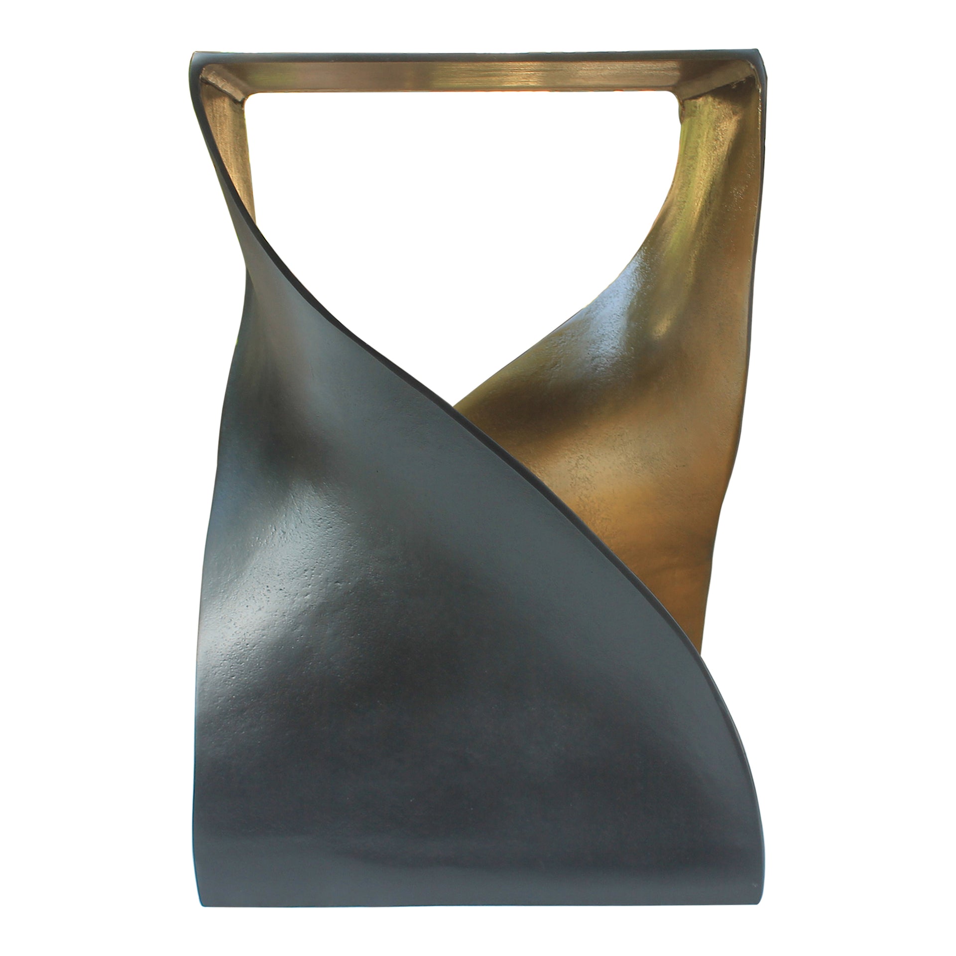 Celeste Accent Table, Sculptural Aluminum Base, Black & Antique Brass Finish, Square Shape