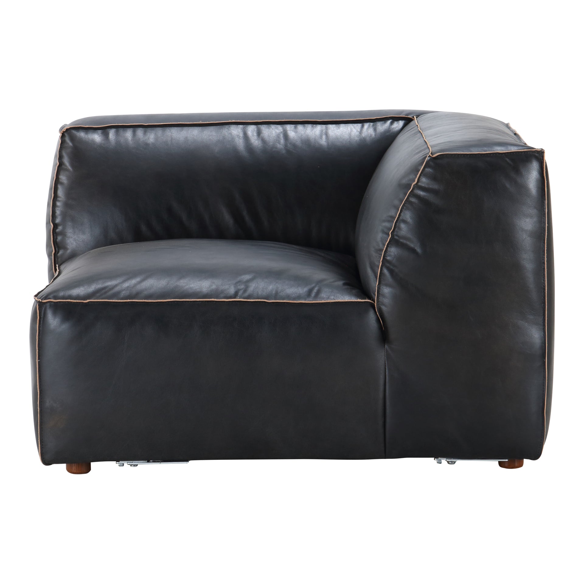 Hadley, Corner Chair Aged Buffalo Leather, Black