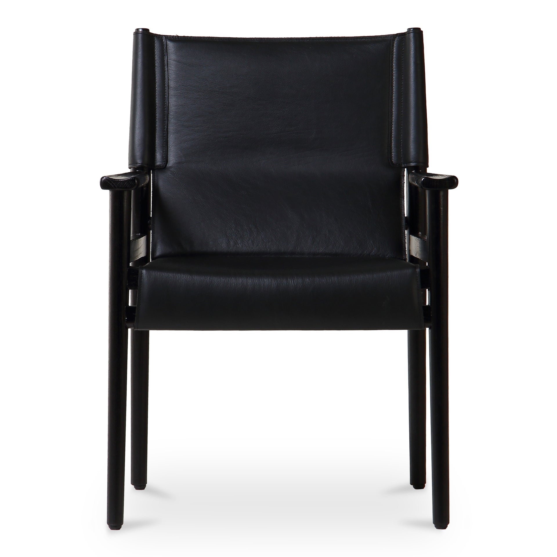 Anouk, Dining Chairs Ash Wood Frame, Top-Grain Buffalo Leather, Black