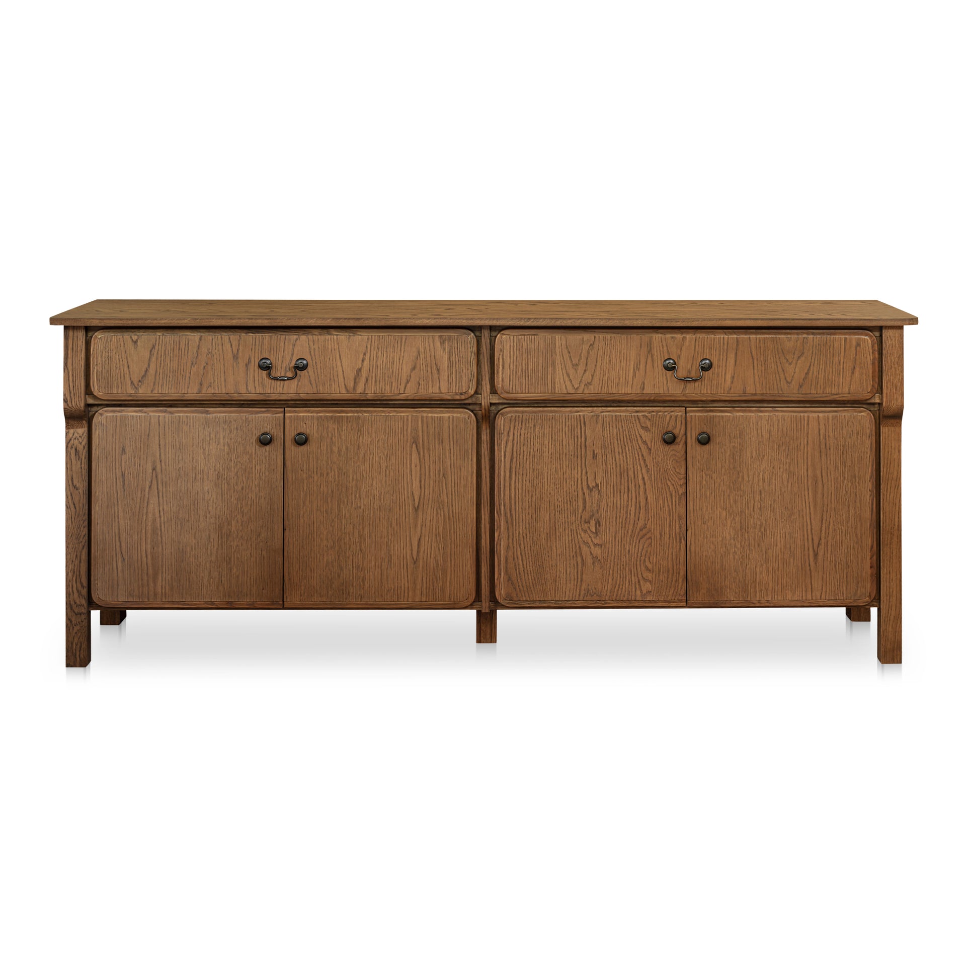 Bastian Sideboard, Solid Oak Frame Curved Front Legs Ample Storage, Warm Brown