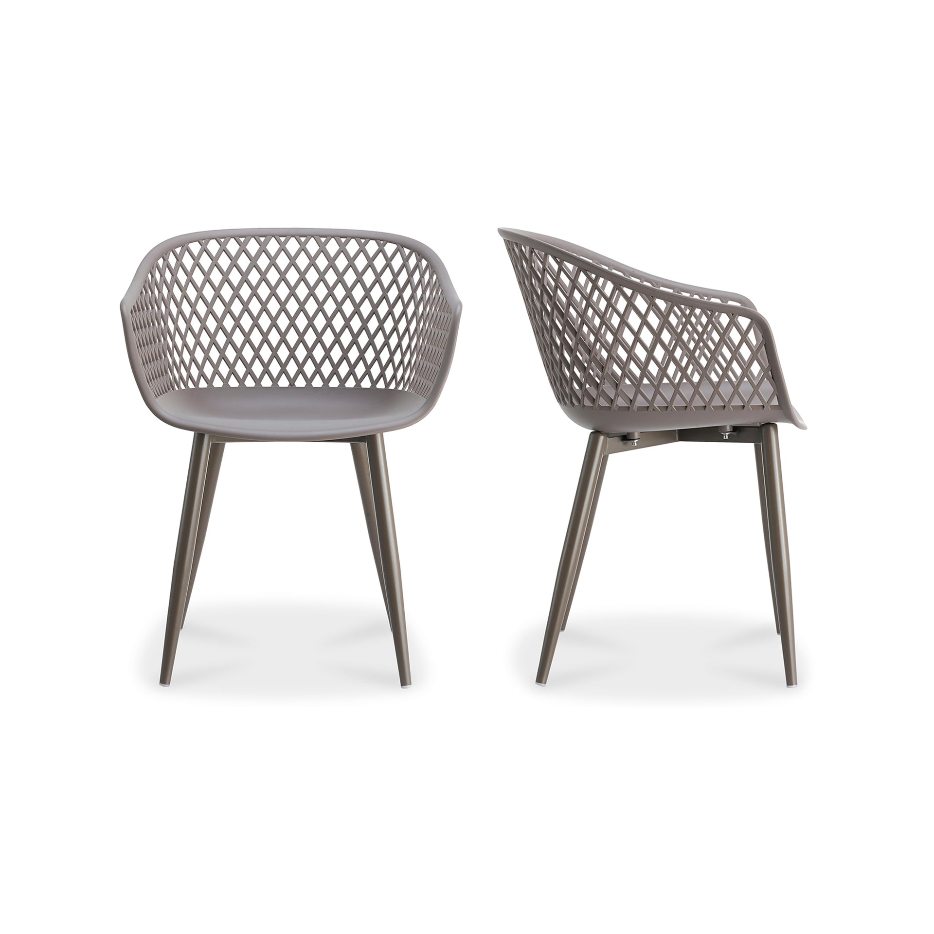 Florence, Outdoor Dining Chair Polypropylene with Powder-Coated Metal Legs, Grey - Set of 2