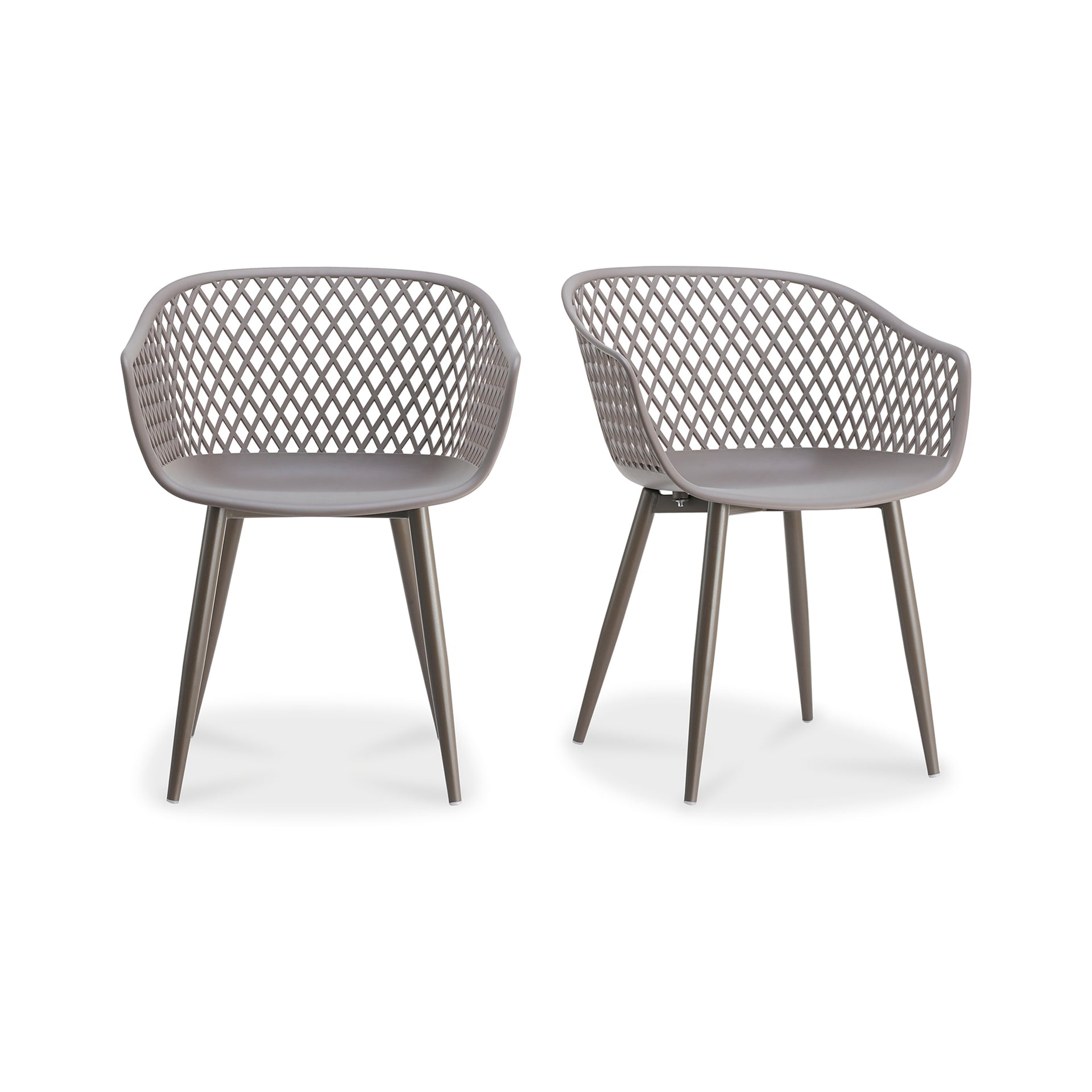 Florence, Outdoor Dining Chair Polypropylene with Powder-Coated Metal Legs, Grey - Set of 2