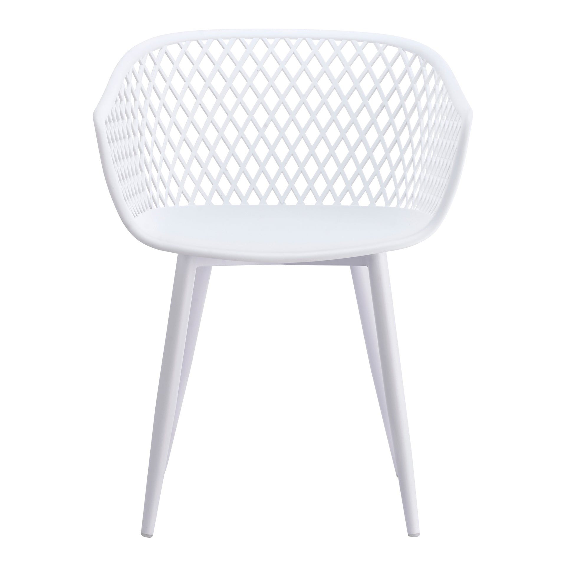 Florence, Dining Chairs Polypropylene, Powder-Coated Metal Legs, White - Set of 2