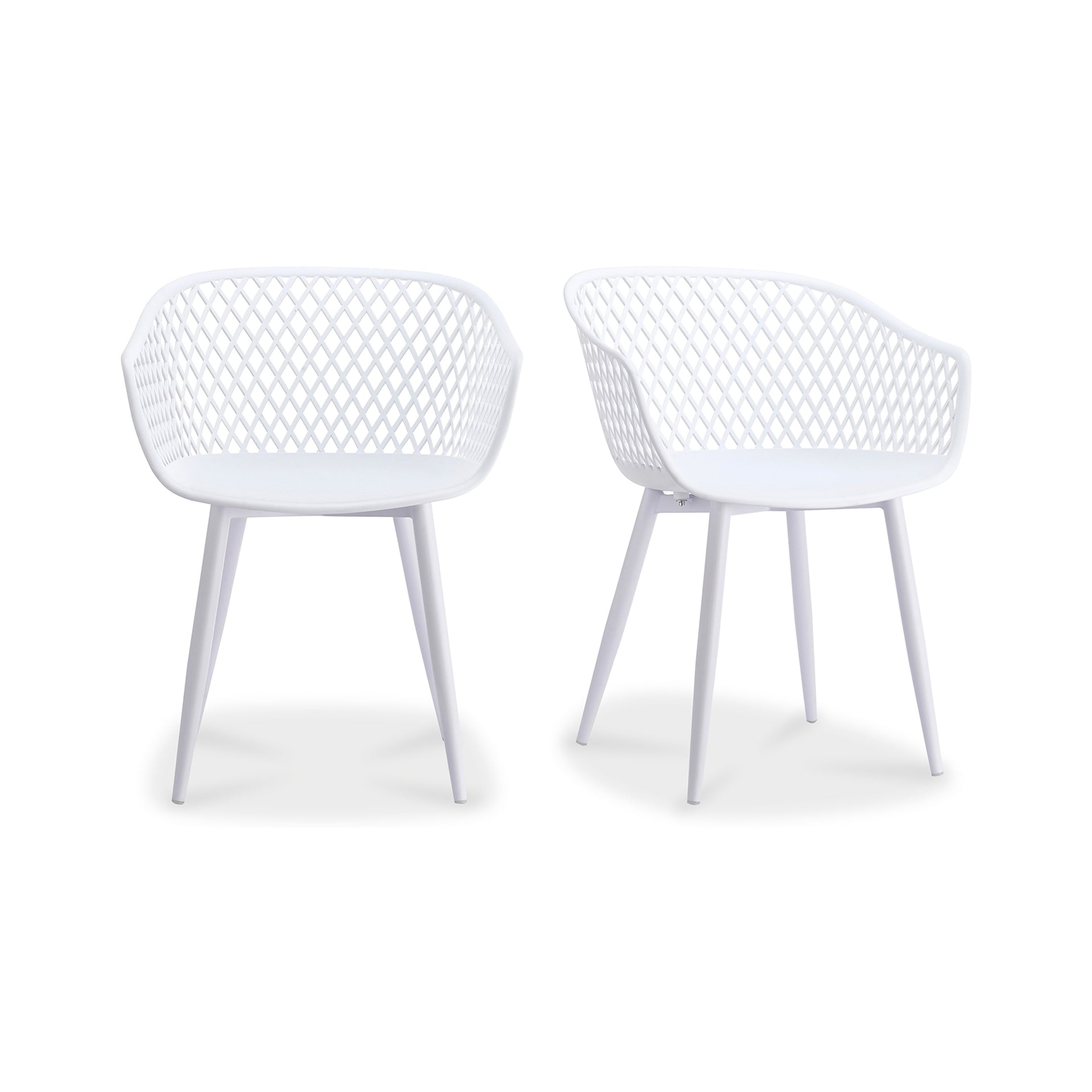 Florence, Dining Chairs Polypropylene, Powder-Coated Metal Legs, White - Set of 2