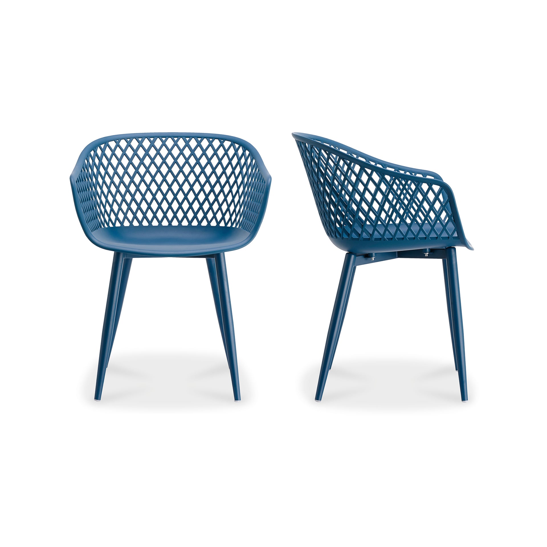 Florence, Dining Chairs Polypropylene, Powder-Coated Metal Legs, Blue - Set of 2