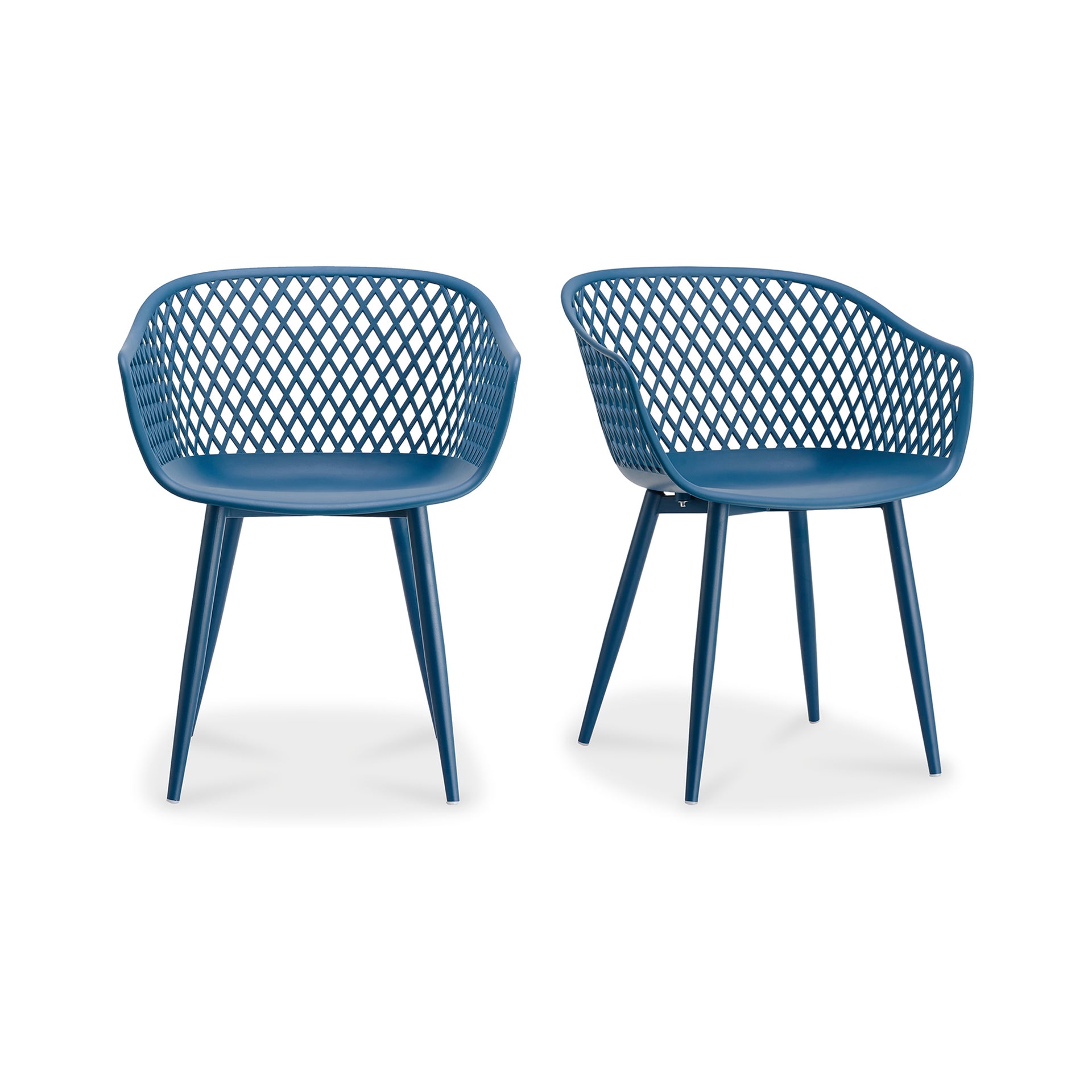 Florence, Dining Chairs Polypropylene, Powder-Coated Metal Legs, Blue - Set of 2