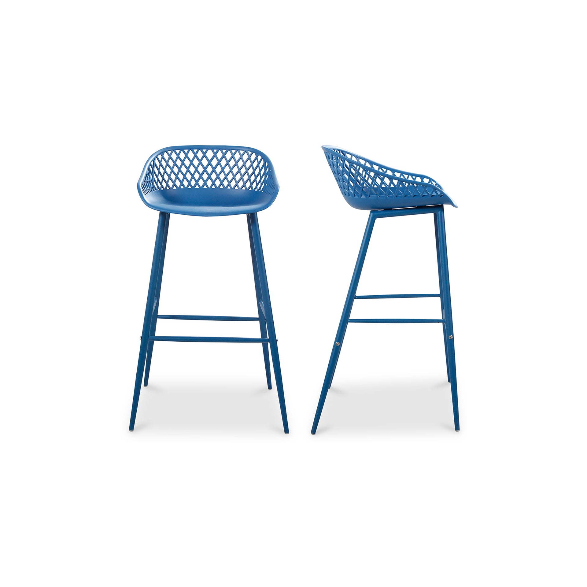 Florence, Outdoor Bar Stool Durable Resin, Blue - Set of 2