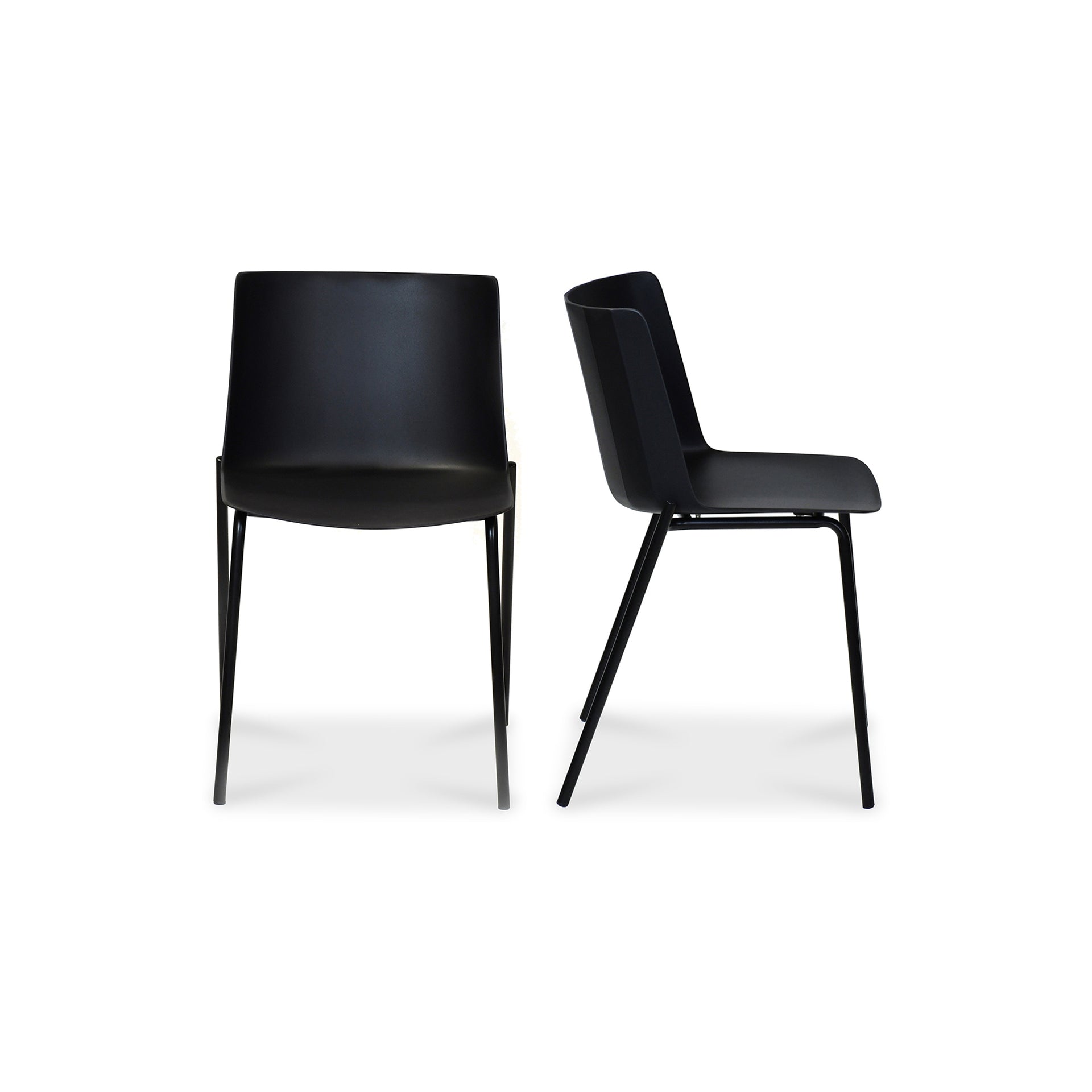 Carmella Outdoor Dining Chair, Contemporary Polypropylene with Steel Legs, Black - Set of 2