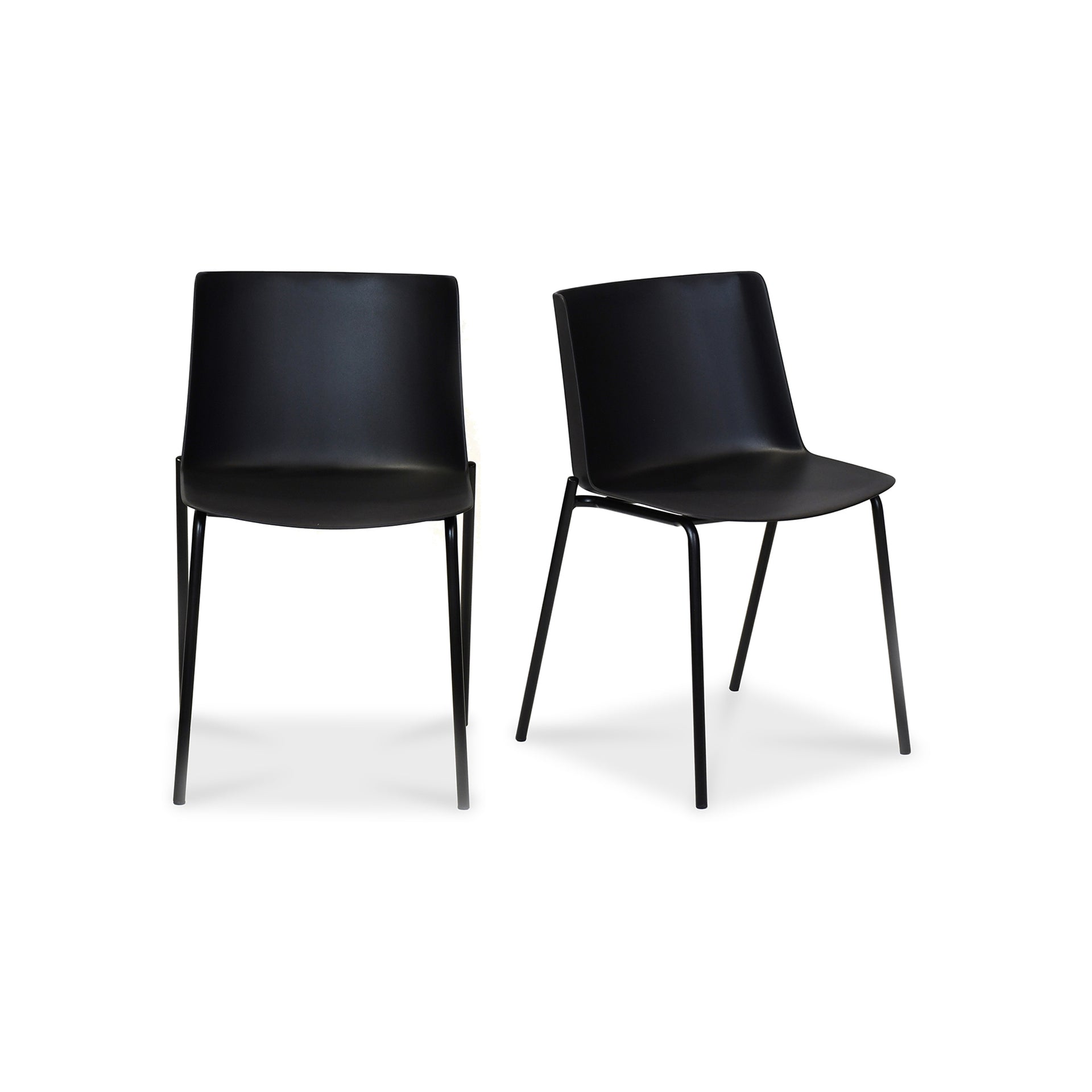 Carmella Outdoor Dining Chair, Contemporary Polypropylene with Steel Legs, Black - Set of 2