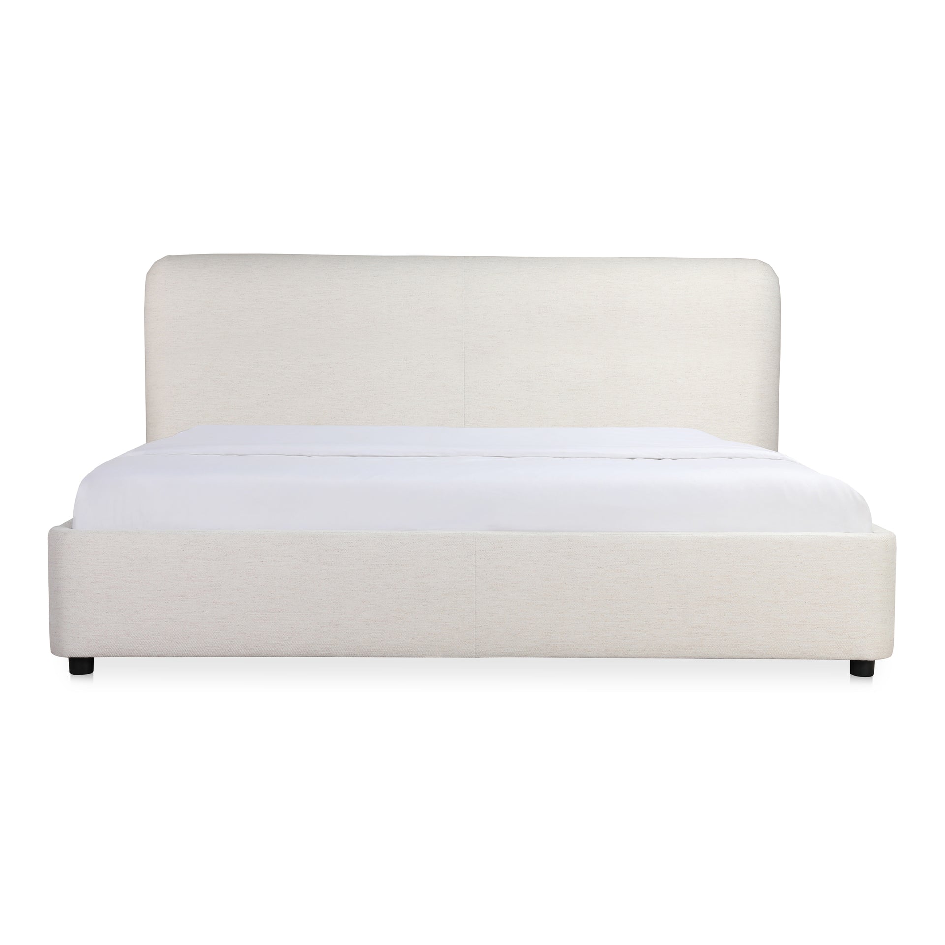 Fletcher Queen Bed, Linen-Blend Upholstery, Foam-Padded Headboard, Cottage Linen Finish