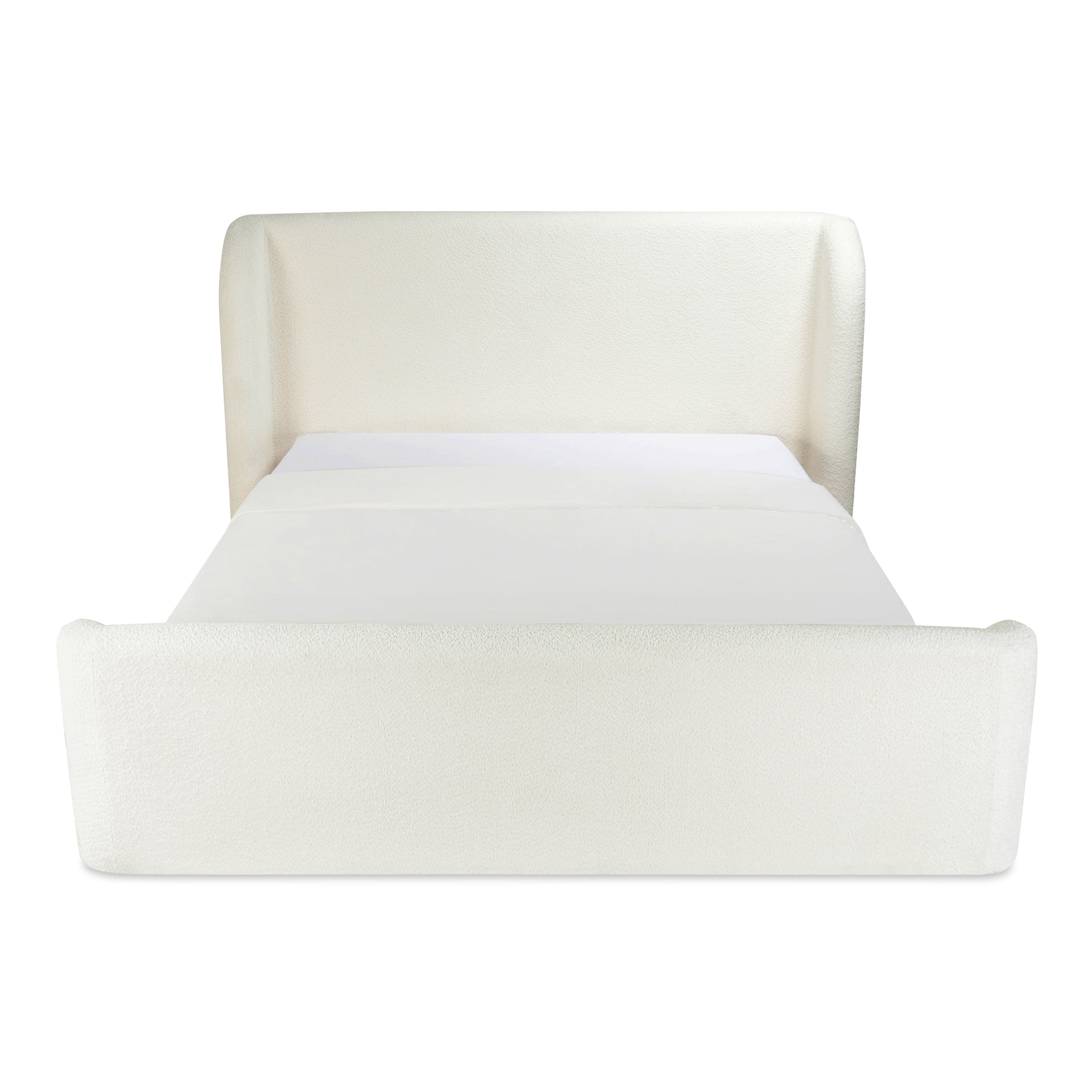 Omri, Queen Bed with Recycled Polyester Upholstery and Storage Drawers, Cream