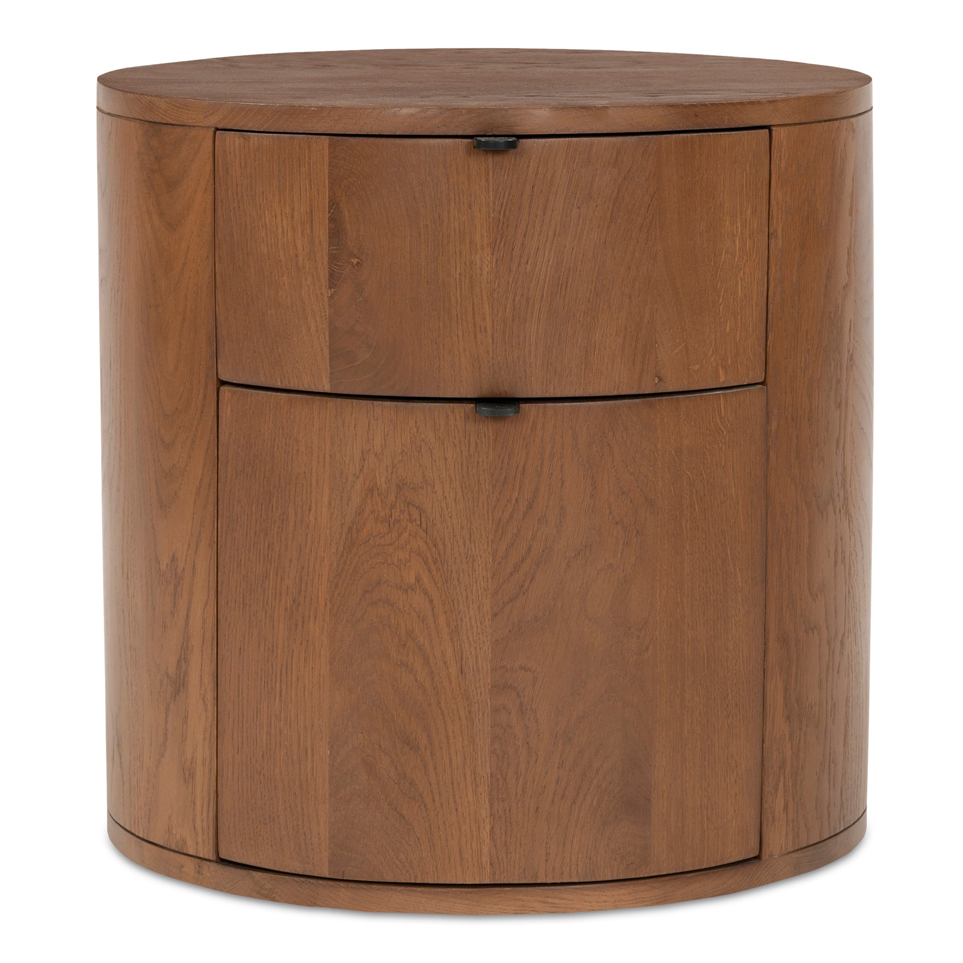 Yasmin Nightstand, 2-Drawers, Solid Oak with Pull-Tab Hardware and Soft-Close Glide, Scandinavian Design, Brown