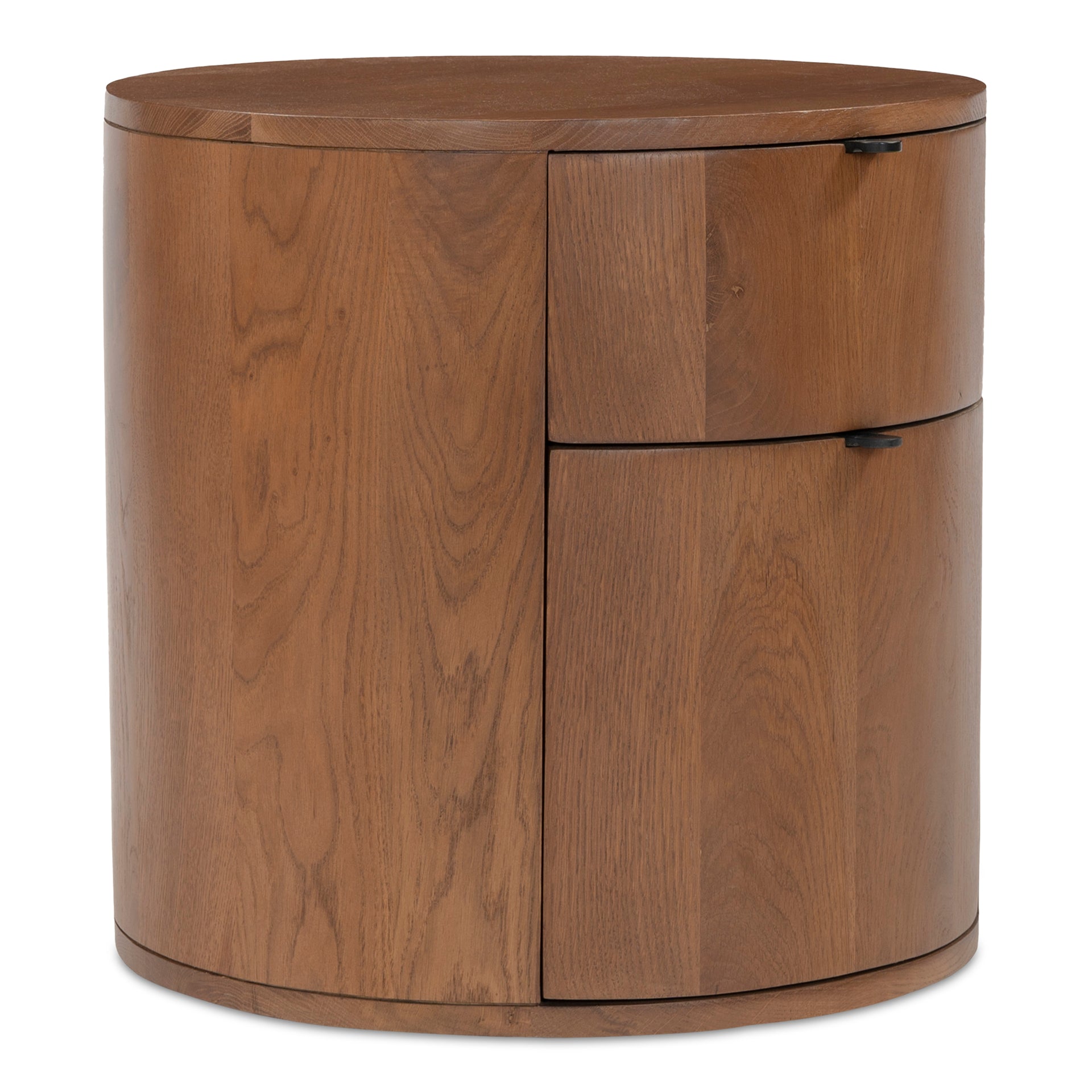 Yasmin Nightstand, 2-Drawers, Solid Oak with Pull-Tab Hardware and Soft-Close Glide, Scandinavian Design, Brown