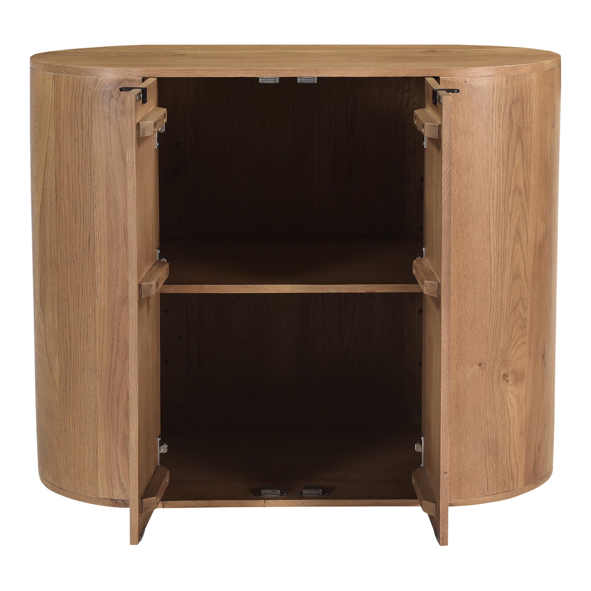 Yasmin Cabinet, Solid Oak with Soft-Close Drawer Glides and Pull-Tab Hardware, Scandinavian Design, Natural Finish