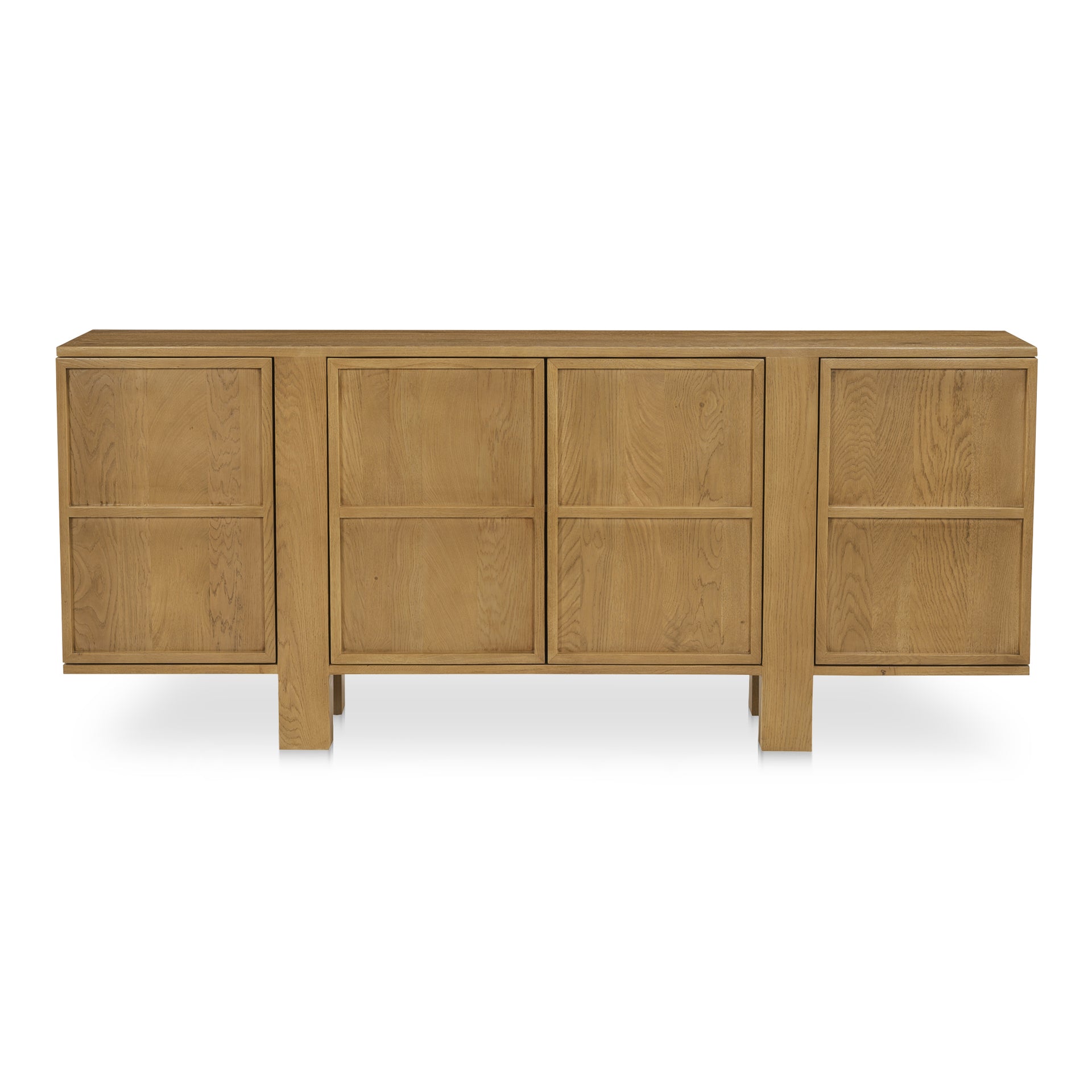 Vionette Sideboard, Solid Oak, Oak Veneer, Four-Door Storage, Brown