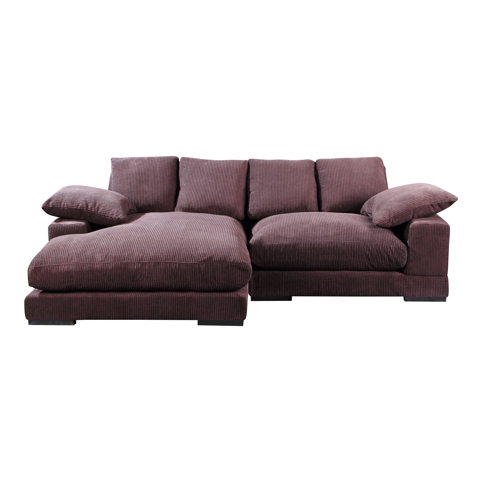Keira - Corduroy Upholstery Finish Reversible Modular Sectional Seats 4, Dark Brown
