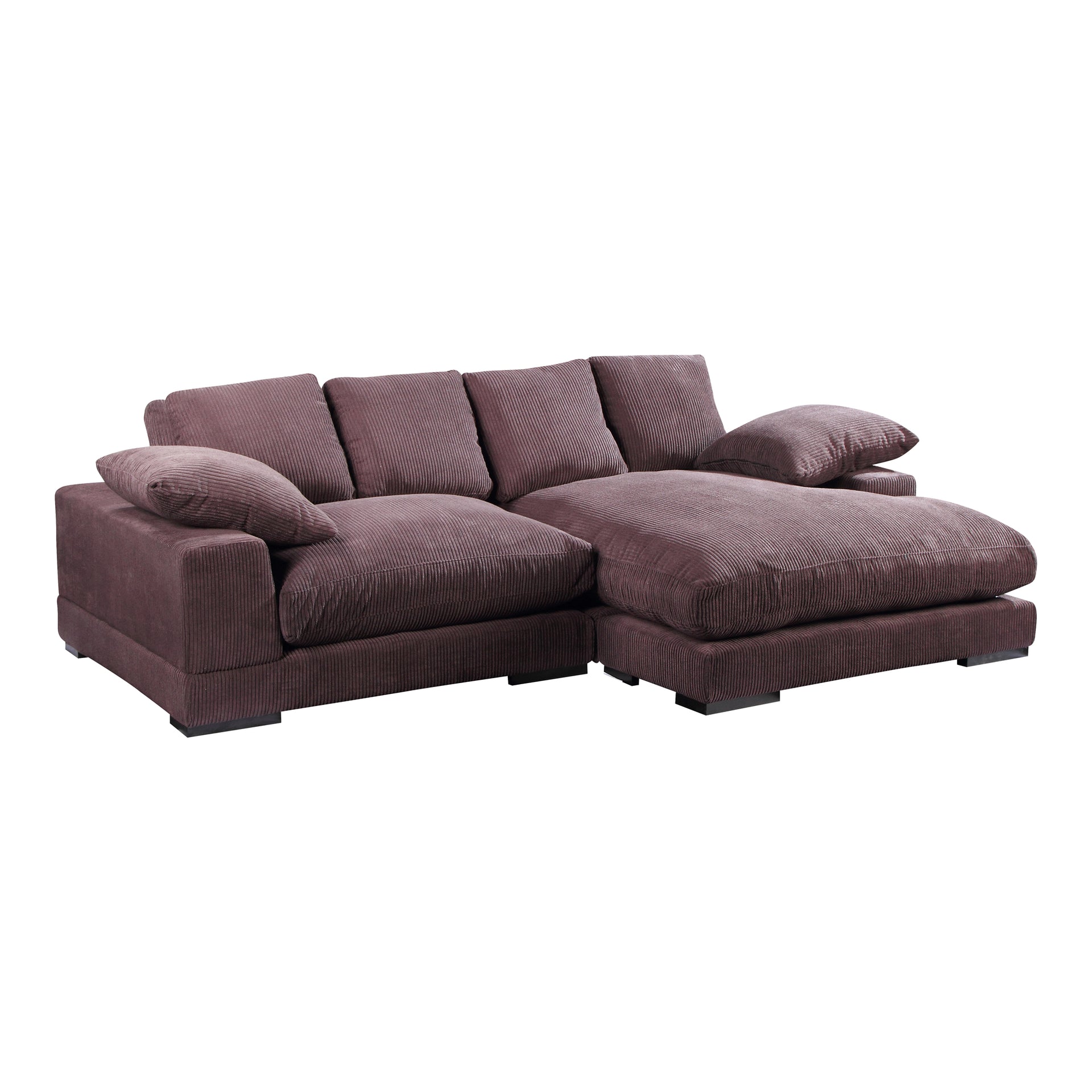 Keira - Corduroy Upholstery Finish Reversible Modular Sectional Seats 4, Dark Brown