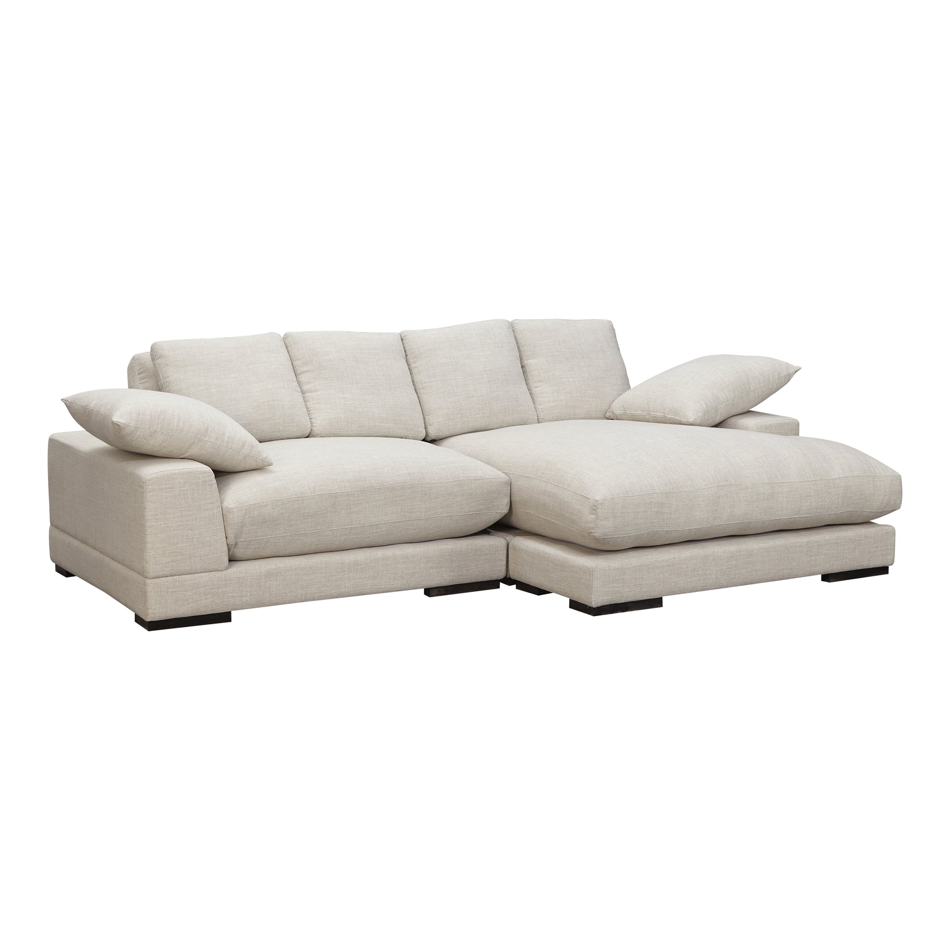 Keira - Sahara Linen Blend Reversible Modualr Sectional Seats 4, Beige