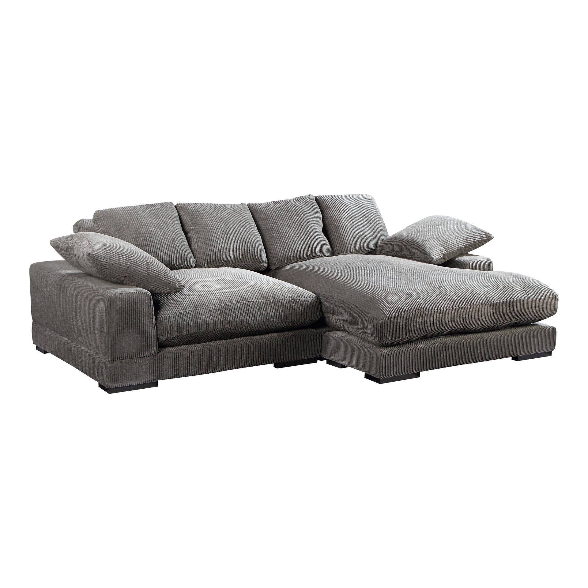 Keira - Corduroy Upholstery Finish Reversible Modular Sectional Seats 4, Gray Corduroy