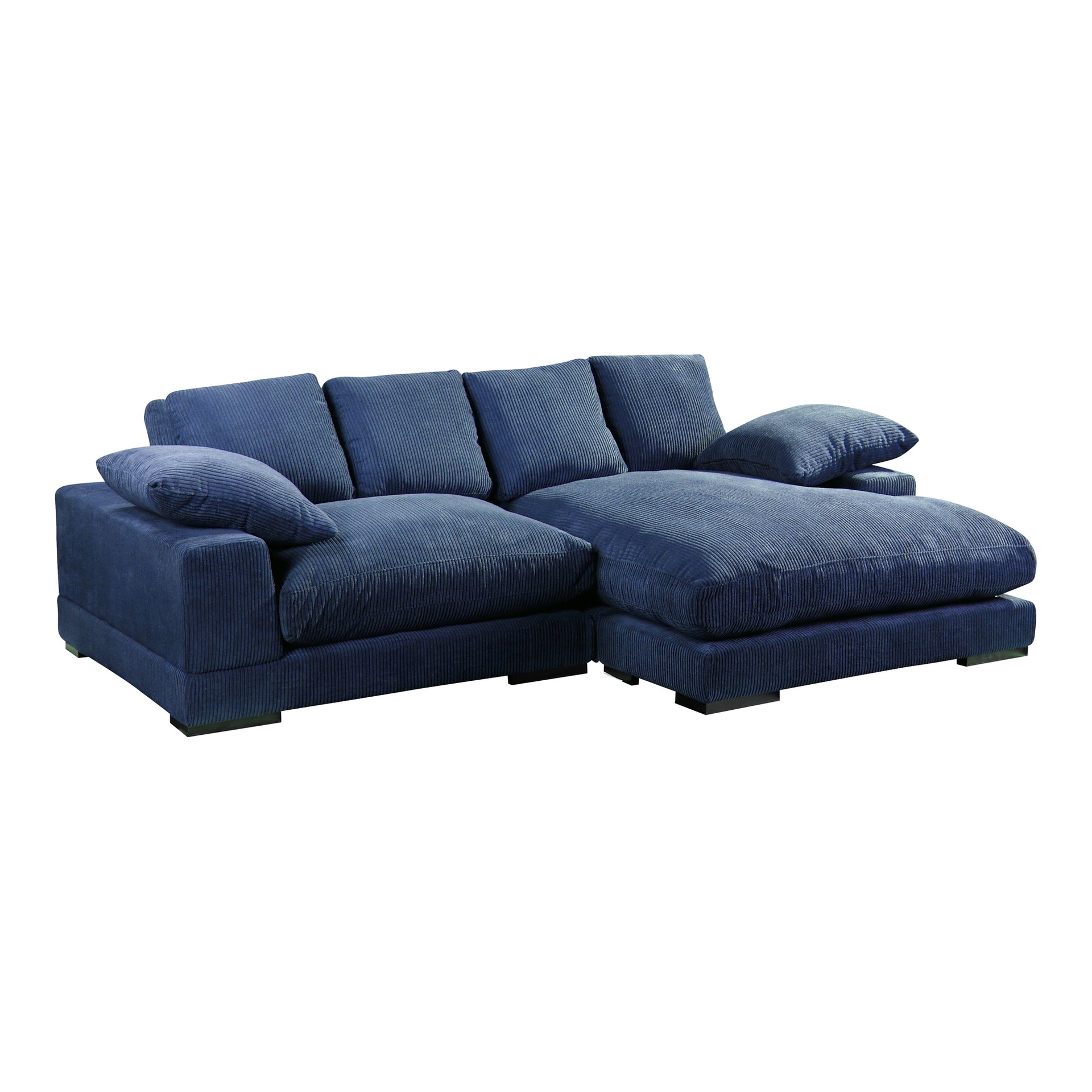 Keira - Corduroy Upholstery Finish Reversible Modular Sectional Seats 4, Navy