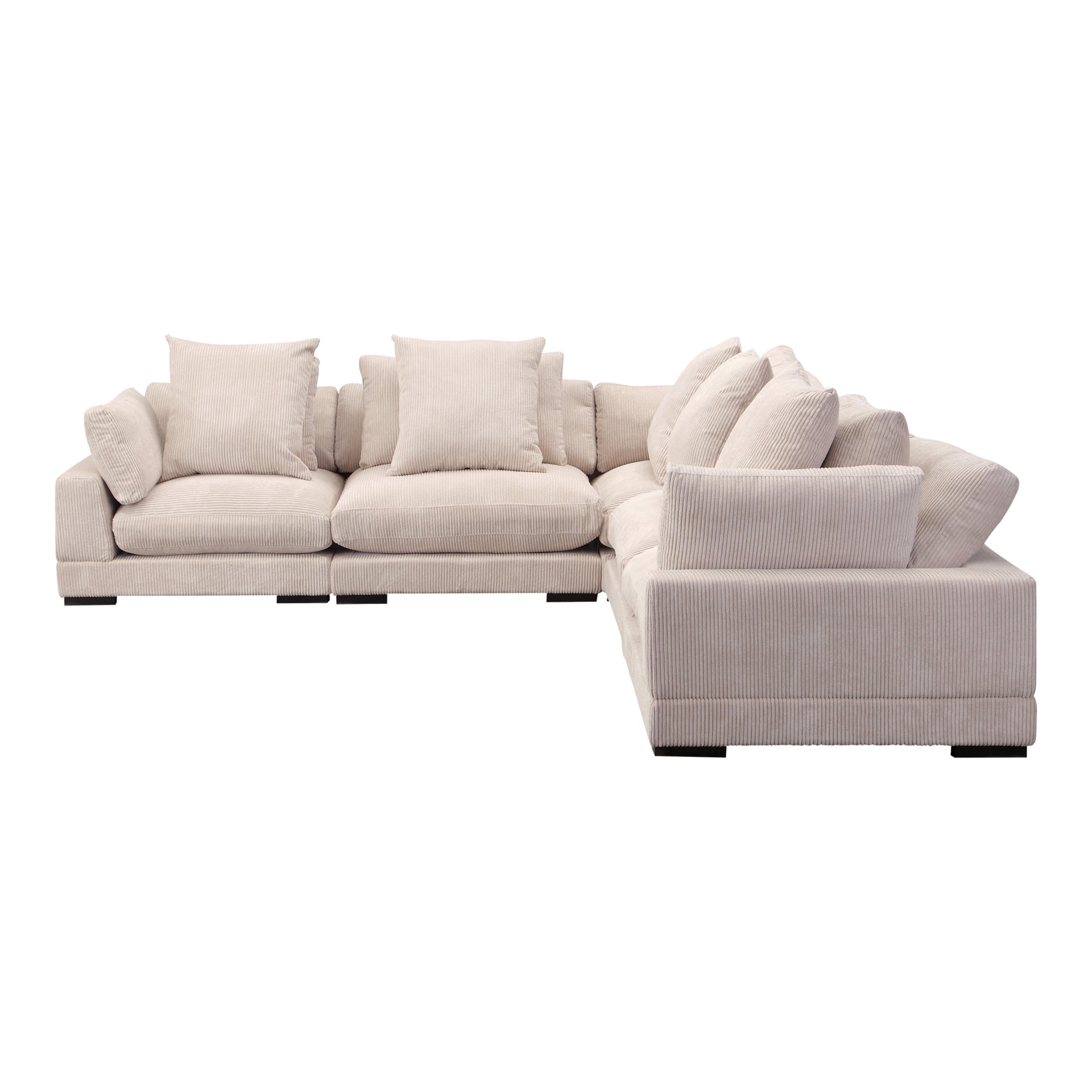 Soloman Classic L, Modular Sectional Plush Corduroy, 5 Seater, Cappuccino