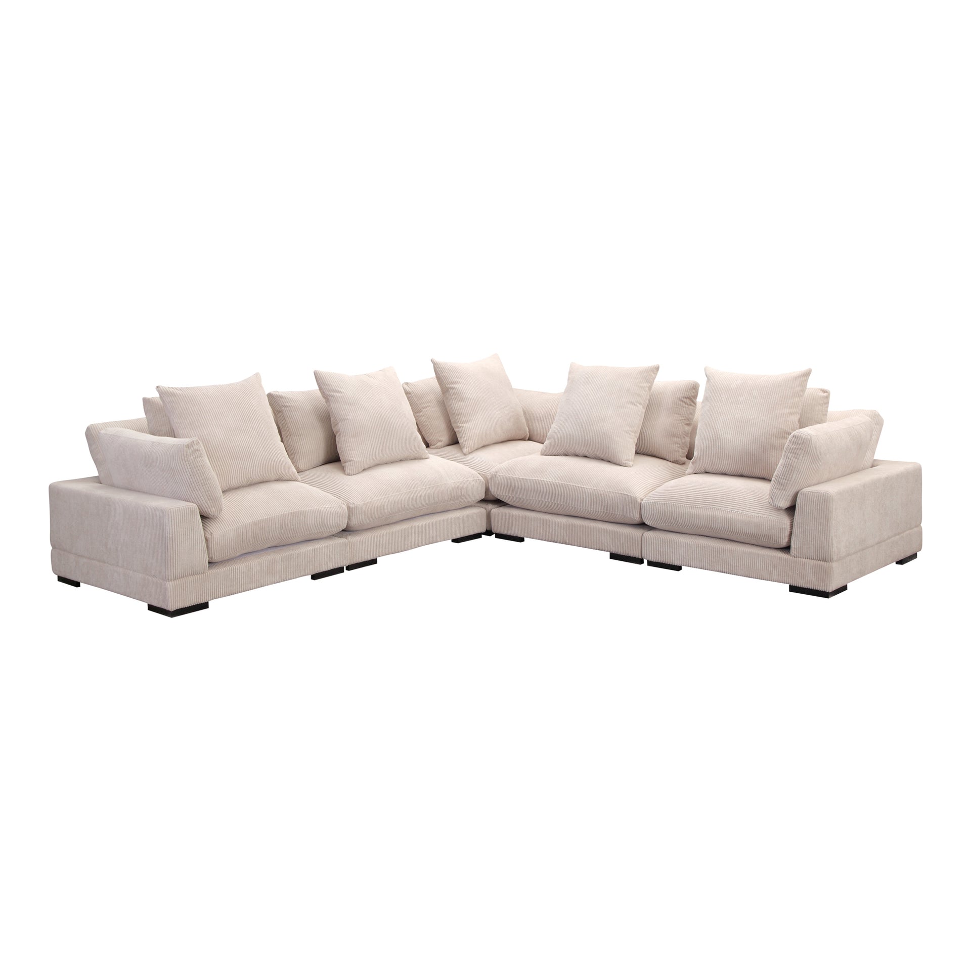 Soloman Classic L, Modular Sectional Plush Corduroy, 5 Seater, Cappuccino