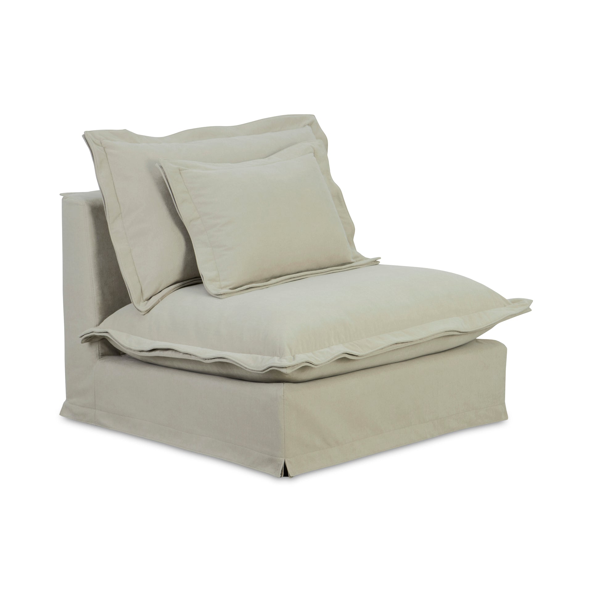 Morgan Slipper Chair, Livesmart Performance Fabric, Rustic Design with Feather-Wrapped Cushions, Sand Beige