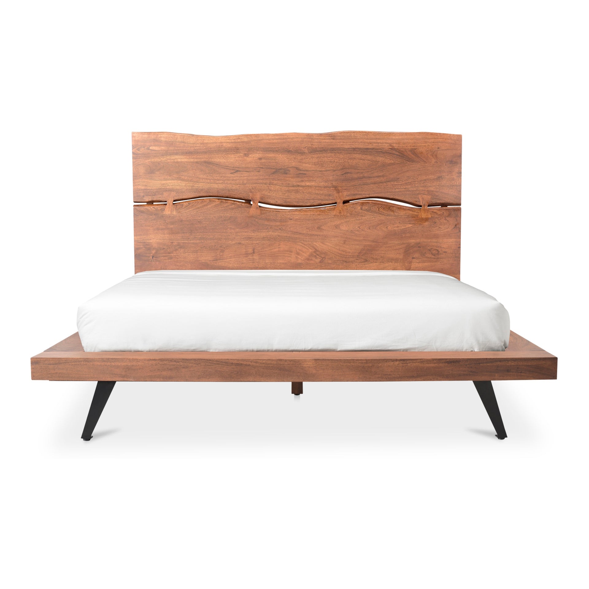 Sterling, Queen Platform Bed Solid Acacia and Robust Steel in Brown