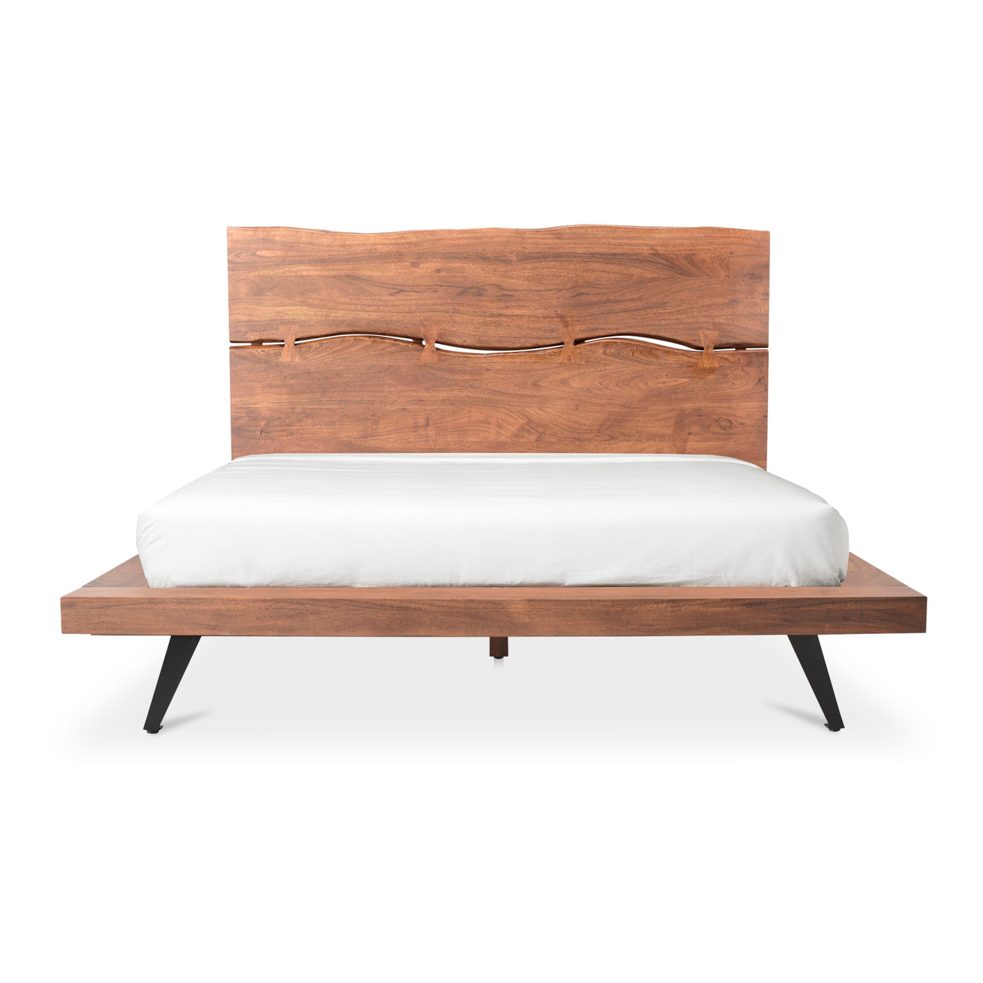 Sterling, King Platform Bed Solid Acacia and Robust Steel in Brown
