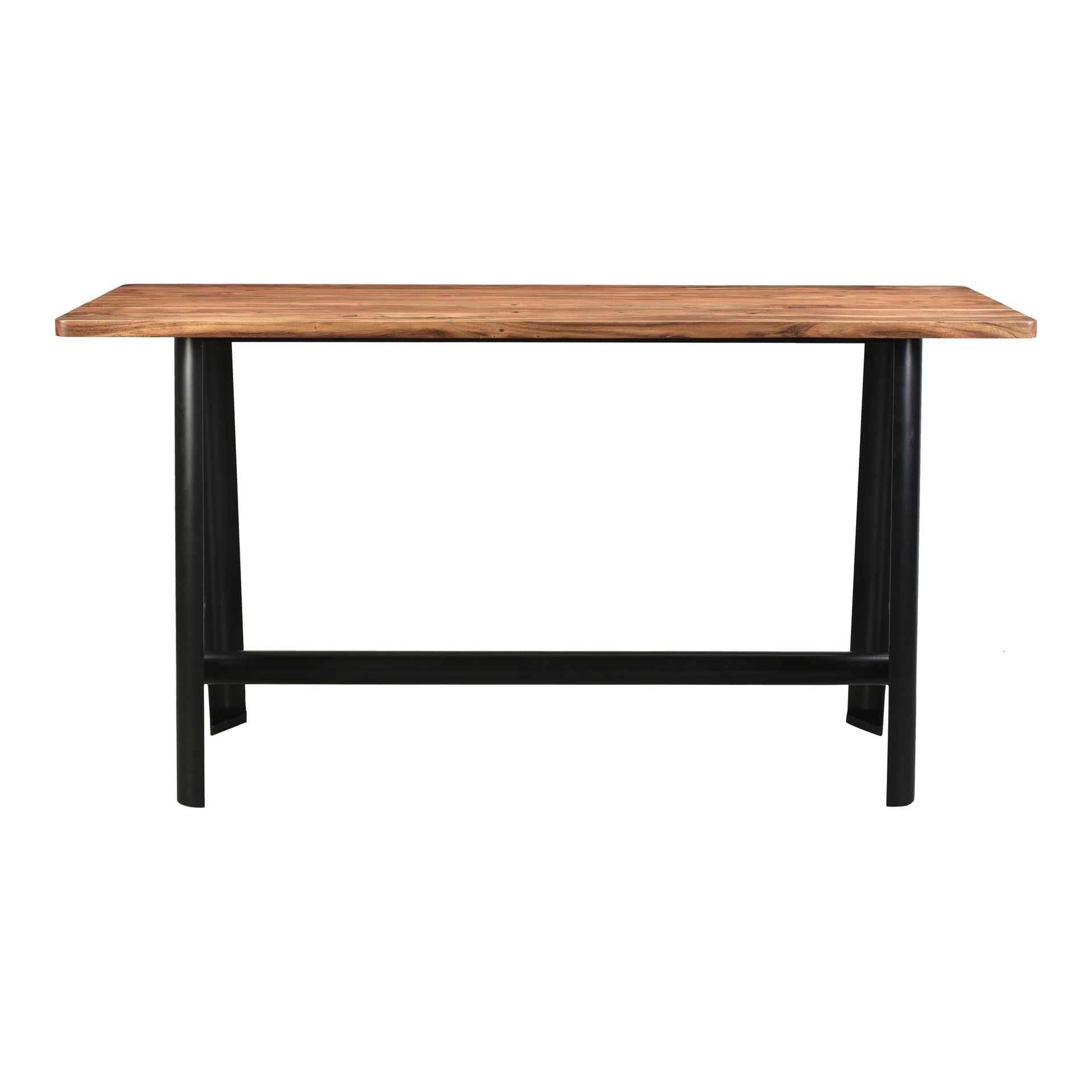 Everest Bar Table, Solid Acacia Top, Steel Base, Seats 4, Natural Finish