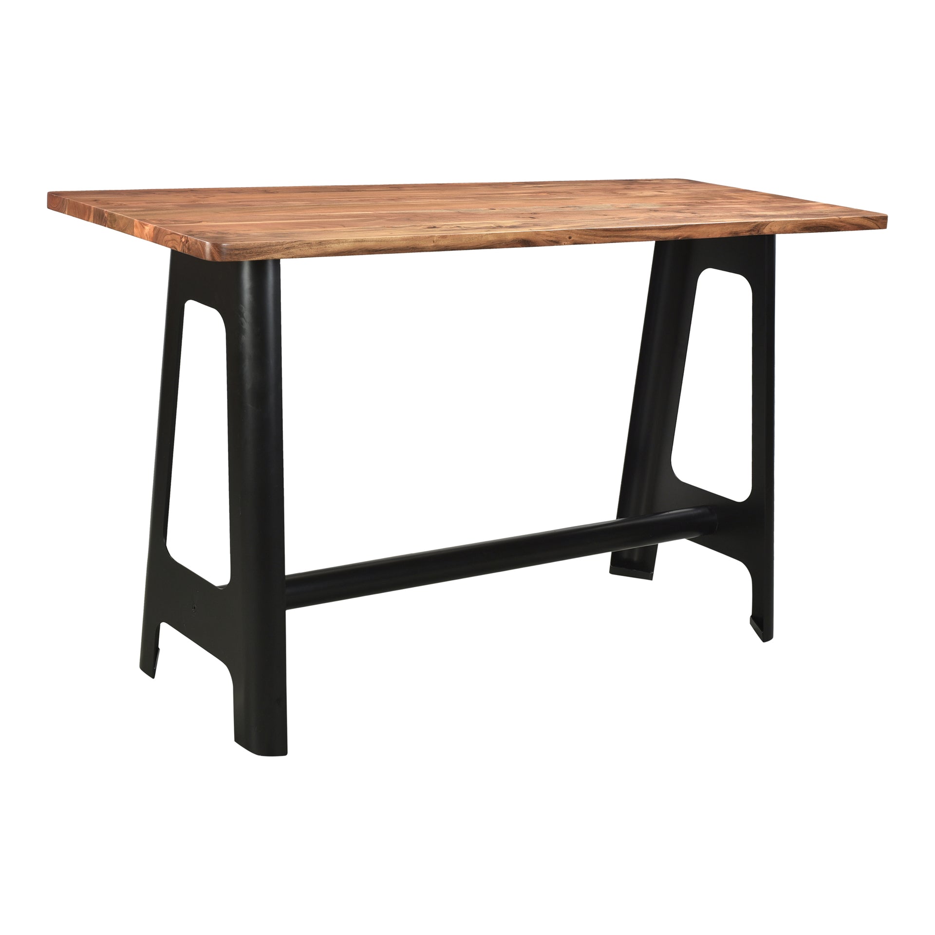 Everest Bar Table, Solid Acacia Top, Steel Base, Seats 4, Natural Finish