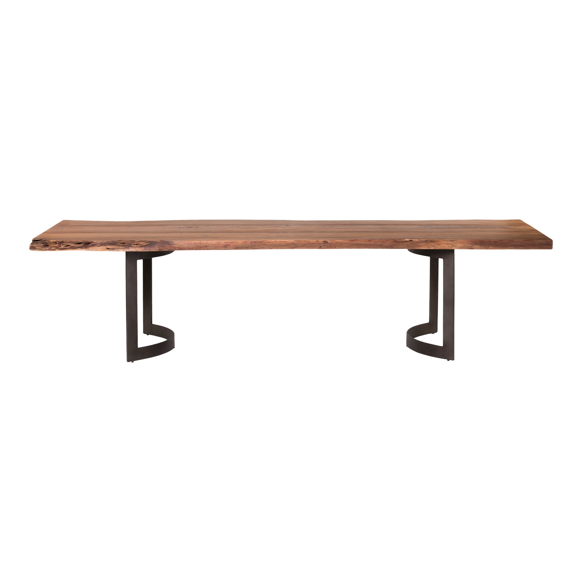 Ellis, Dining Table for 6, Solid Acacia Wood, Iron Base, Natural Stain