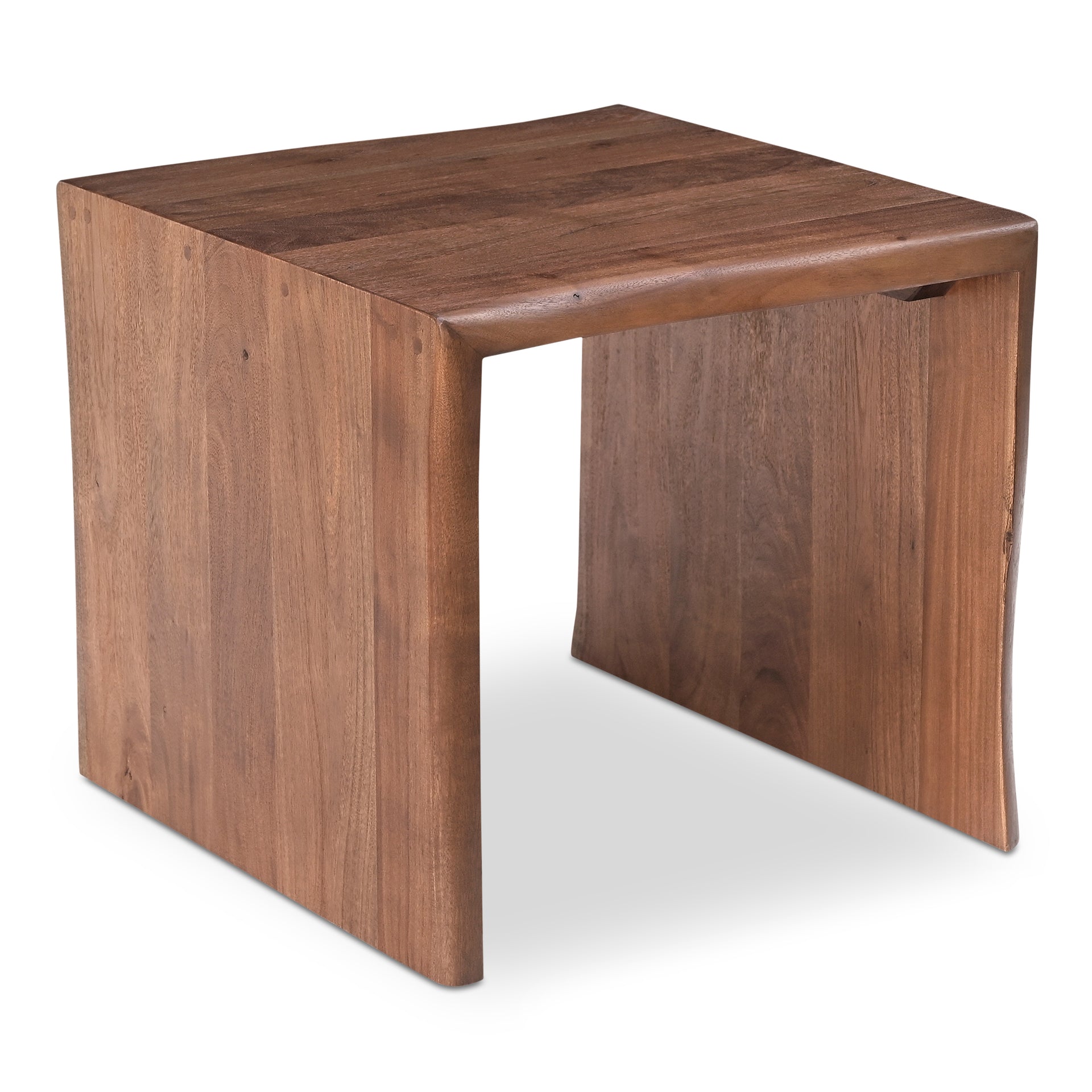Herald Side Table, Rustic Design, Solid Acacia Wood, Live-Edge Detailing, Water-Based Finish, Brown