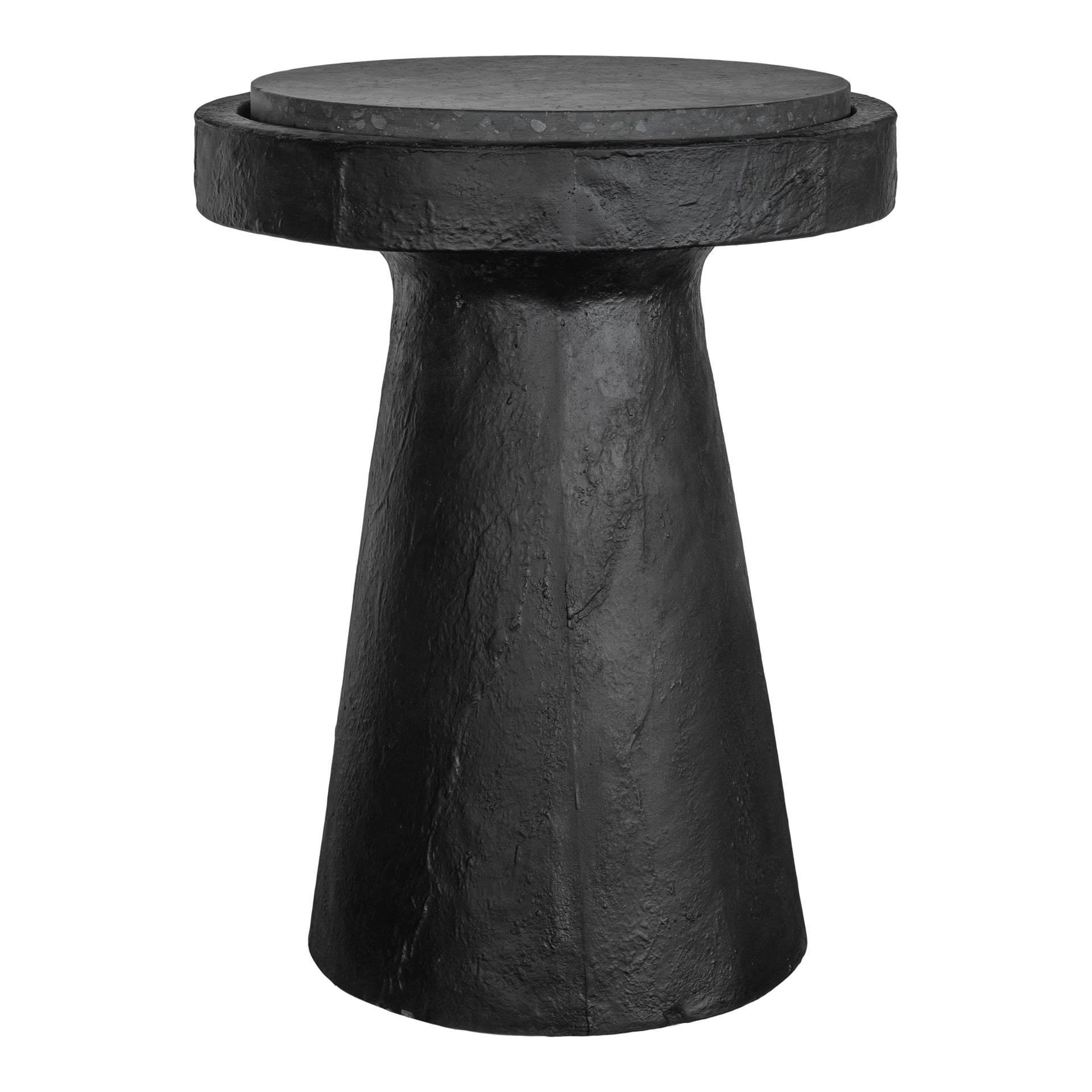 Wren - Terrazzo Top with Concrete Base Accent Table in Black