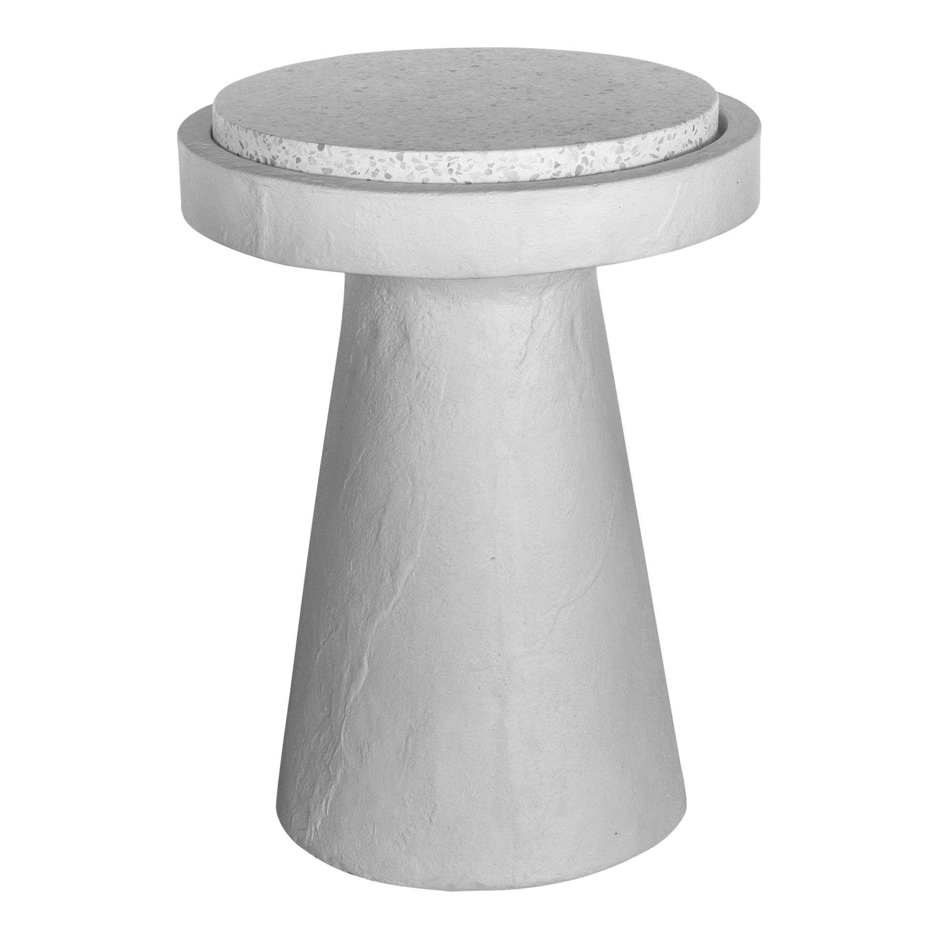 Wren - Terrazzo Top with Concrete Base Accent Table in White