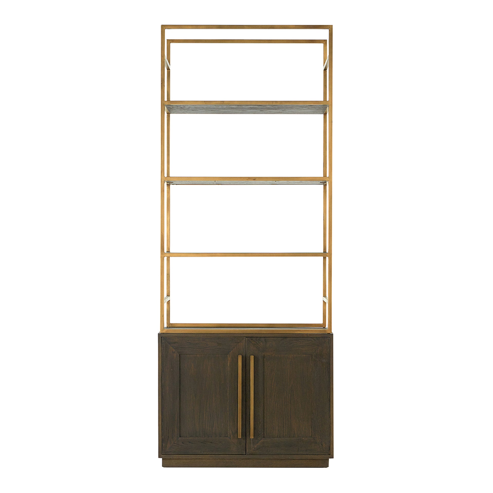 Plitz, Bookshelf Solid Wood with Iron Frame in Brown