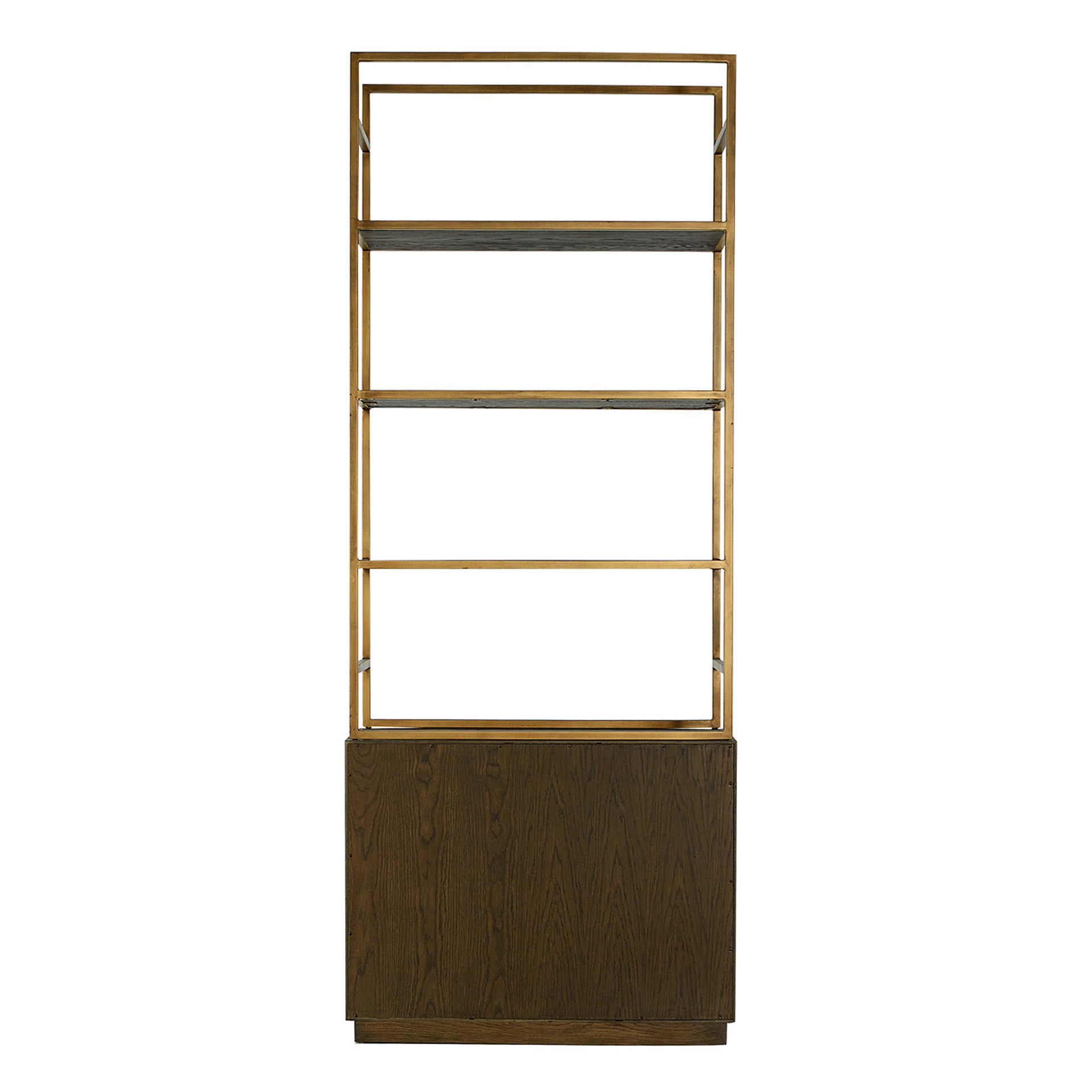 Plitz, Bookshelf Solid Wood with Iron Frame in Brown