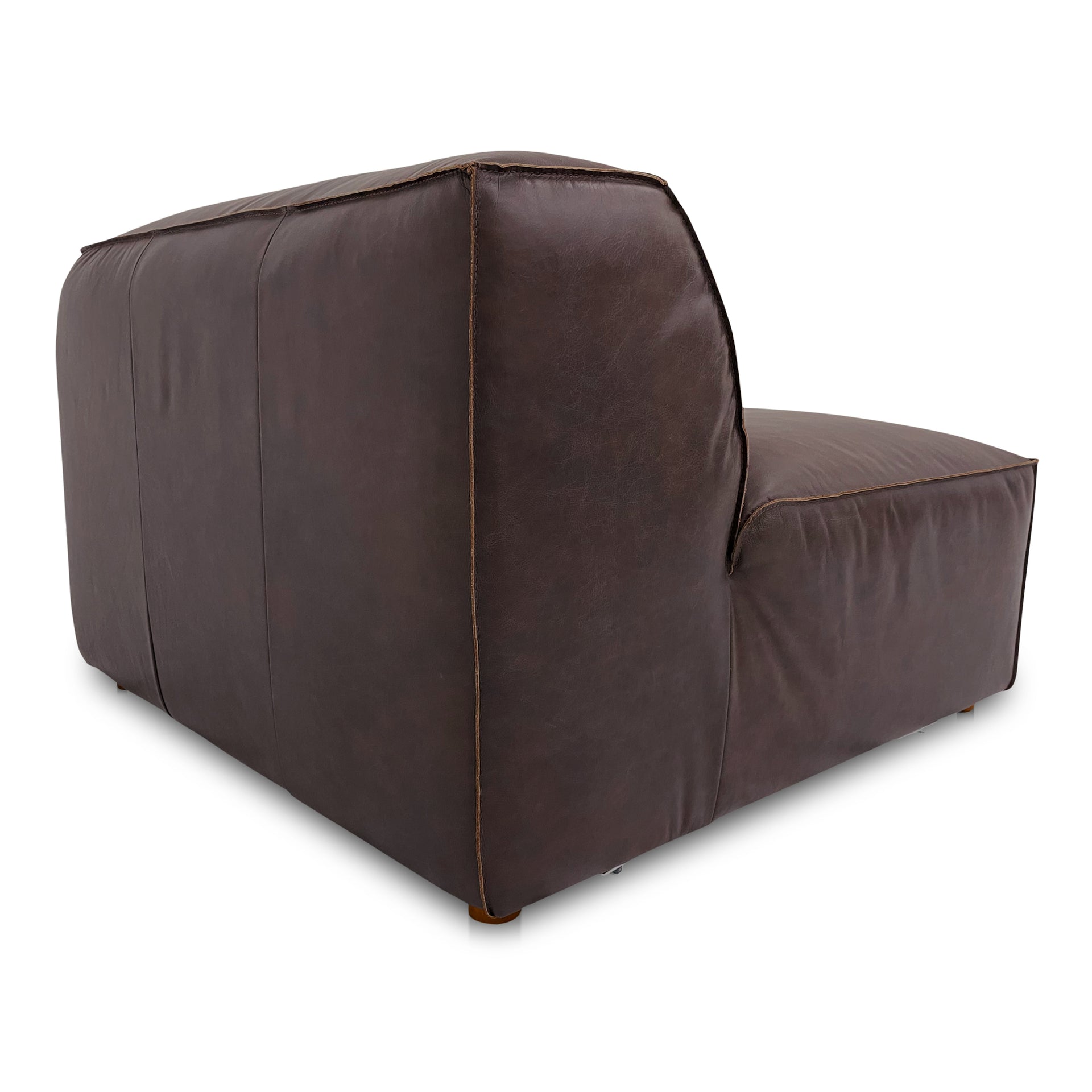 Ambrosia Corner Chair, Full Top-Grain Leather, Espresso Brown, Feather-Filled Cushion