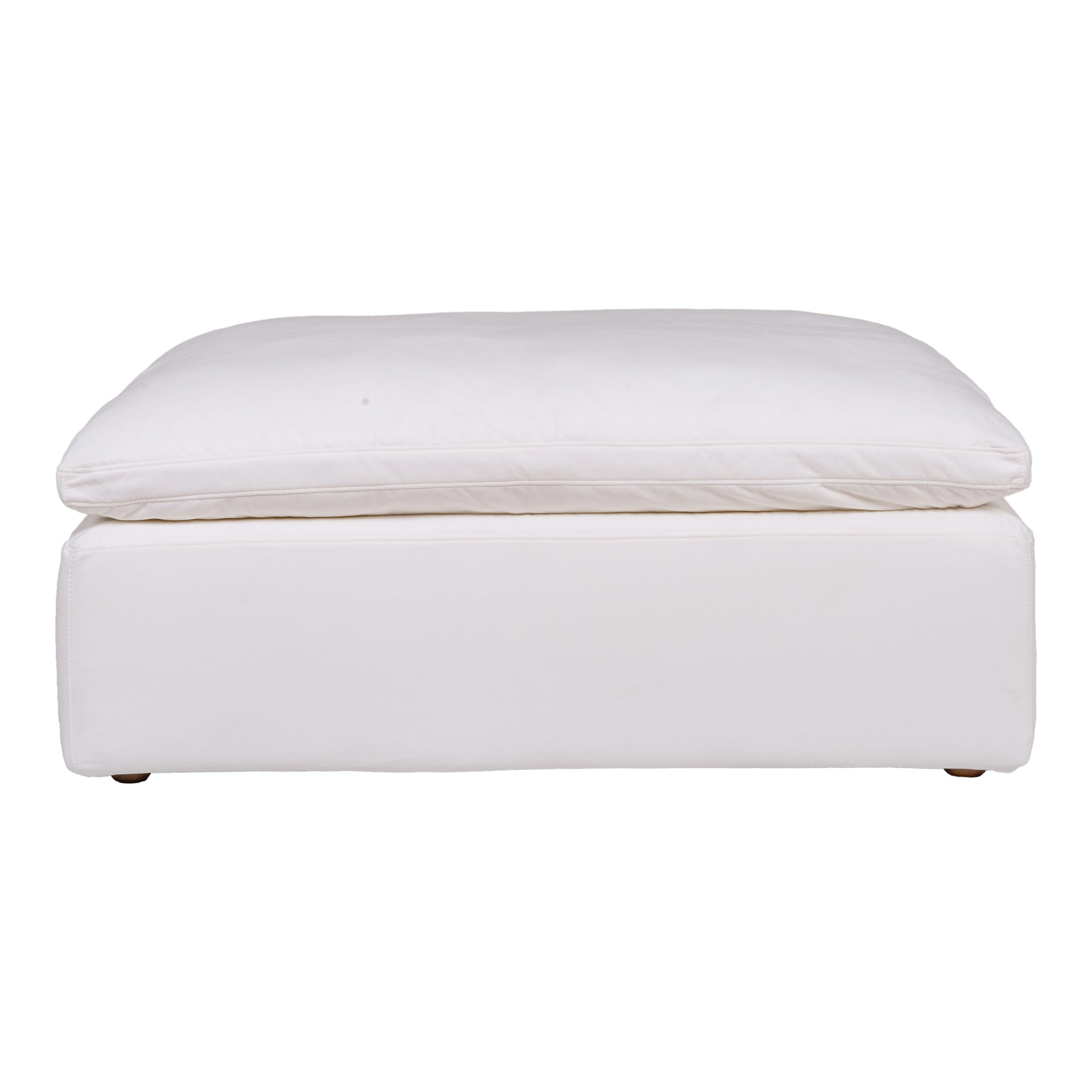 Rigel, Ottoman, Polyester Livesmart Fabric, Feather-Blend Cushioning, White