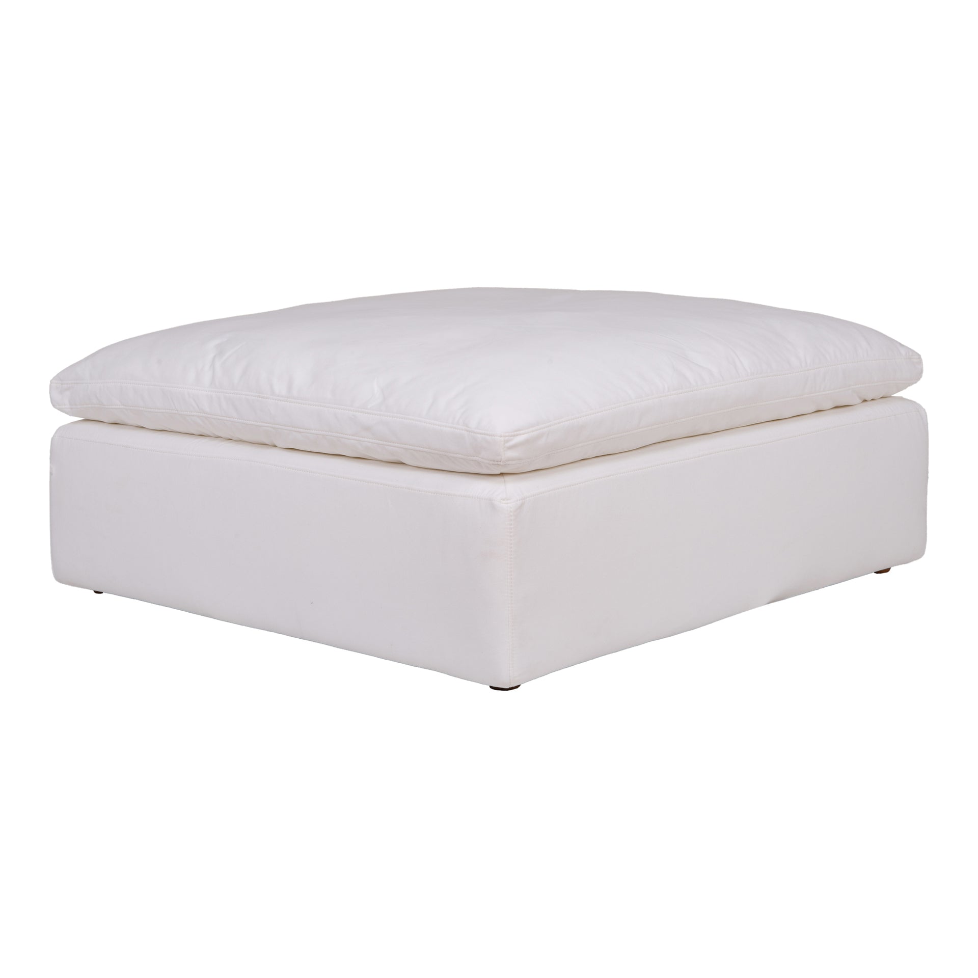 Rigel, Ottoman, Polyester Livesmart Fabric, Feather-Blend Cushioning, White
