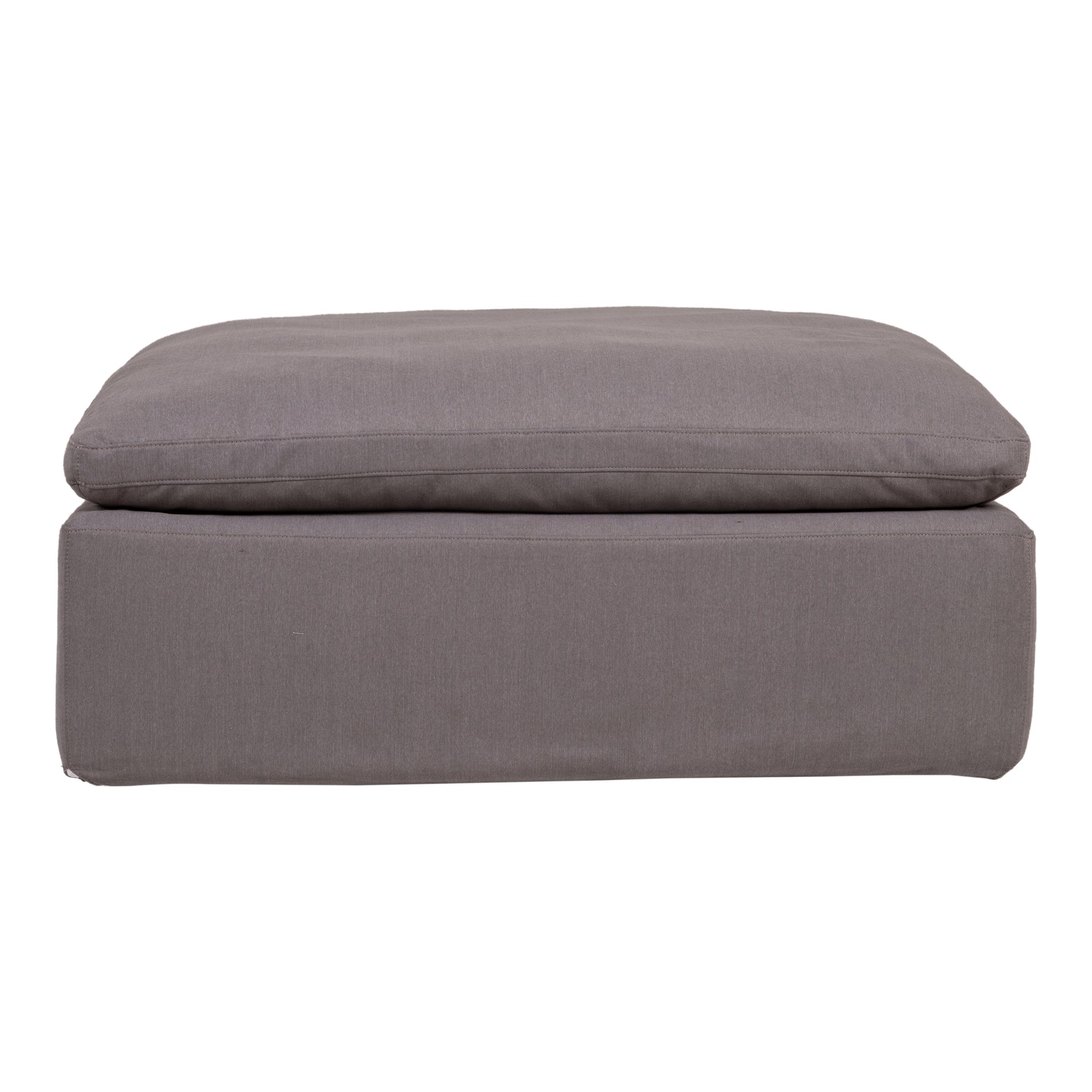 Rigel, Ottoman, Polyester Livesmart Fabric, Feather-Blend Cushioning, Light Grey