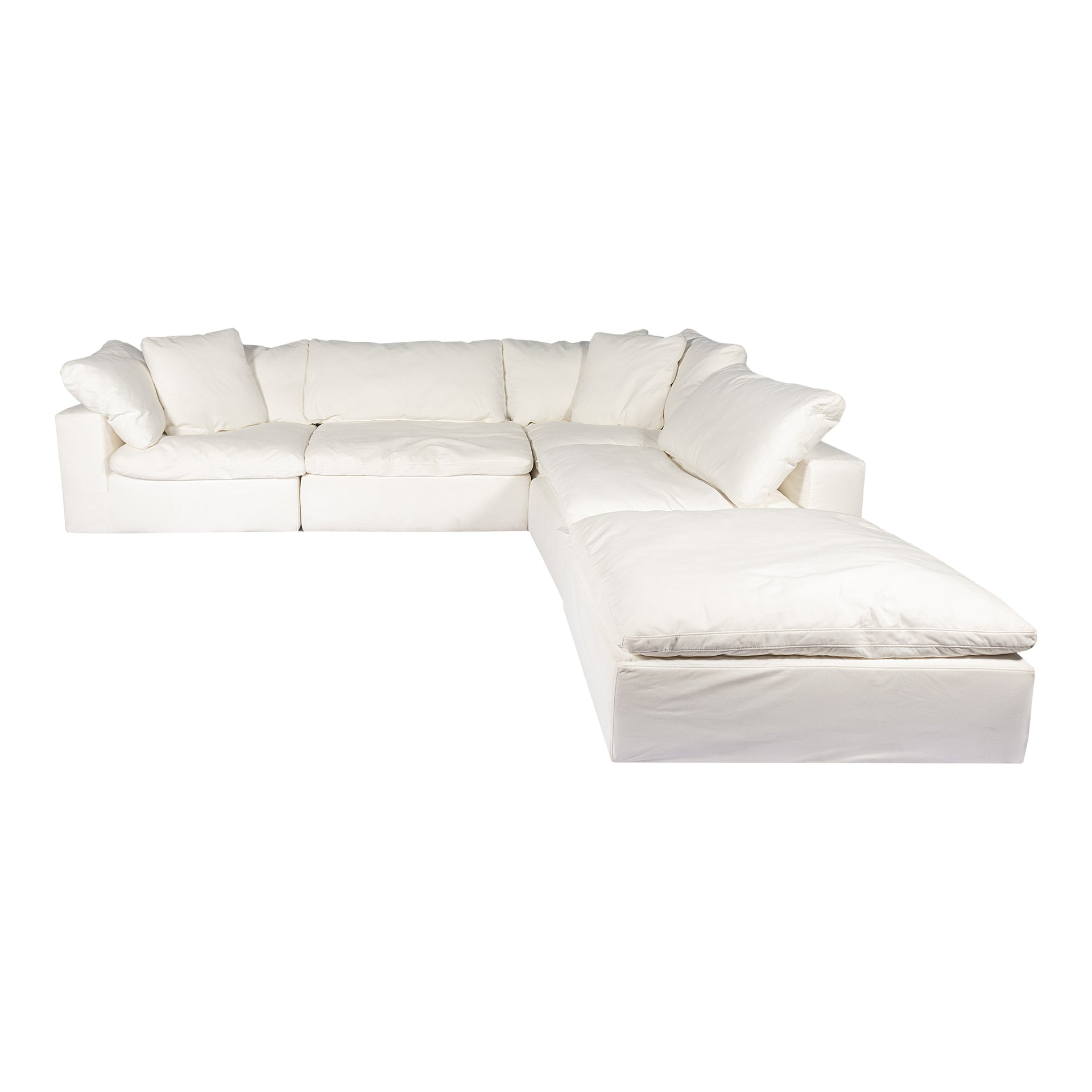 Rigel Dream, Scandinavian Modular Sectional, Livesmart Stain Resistant Fabric Upholstery, 5 Seater, White