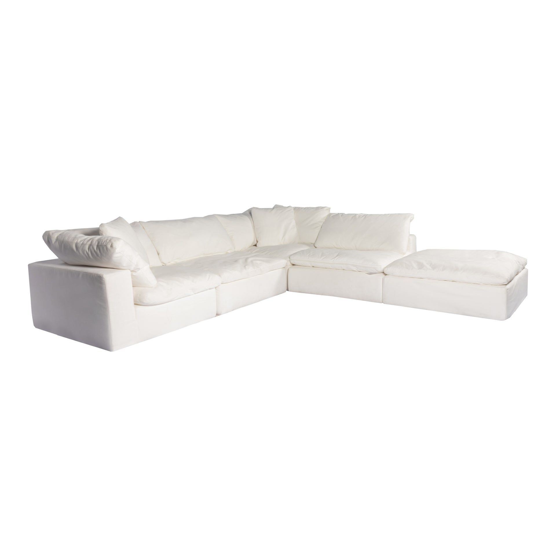 Rigel Dream, Scandinavian Modular Sectional, Livesmart Stain Resistant Fabric Upholstery, 5 Seater, White