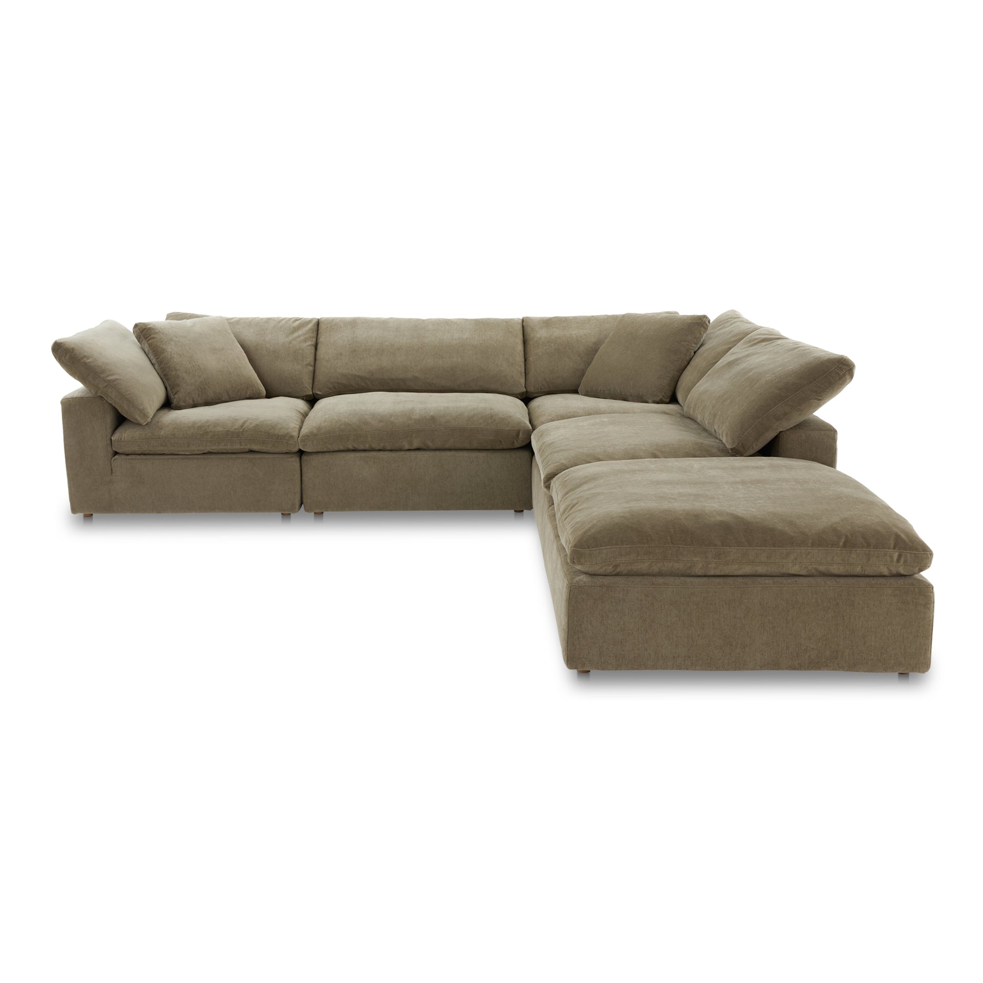Jeremy Dream, Scandinavian Modular Sectional, Performance Technology Fabric Upholstery, 5 Seater, Desert Sage