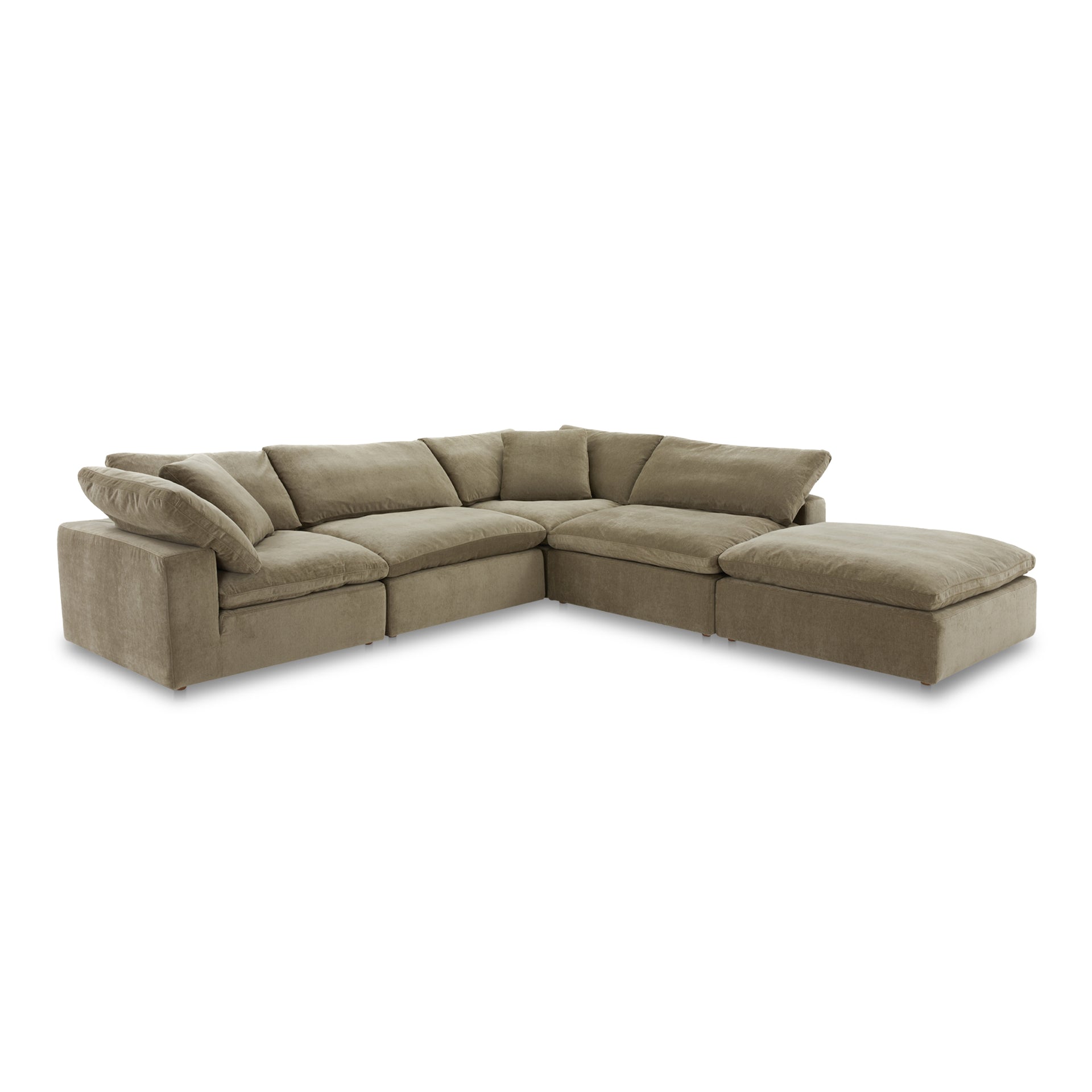 Jeremy Dream, Scandinavian Modular Sectional, Performance Technology Fabric Upholstery, 5 Seater, Desert Sage