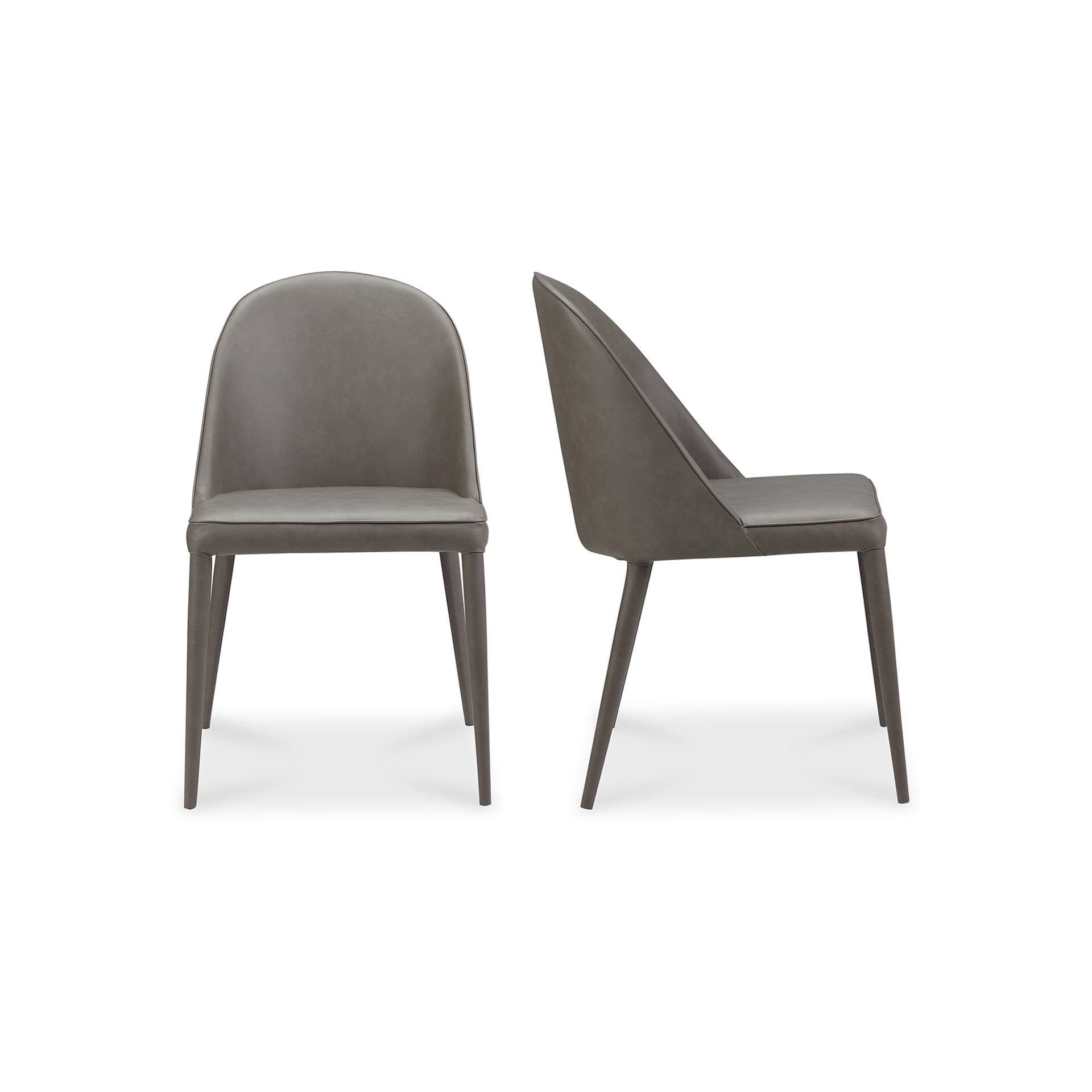 Thorne Dining Chair, Polyurethane Vegan Leather Upholstery with Iron Frame, Dark Grey -Set of 2