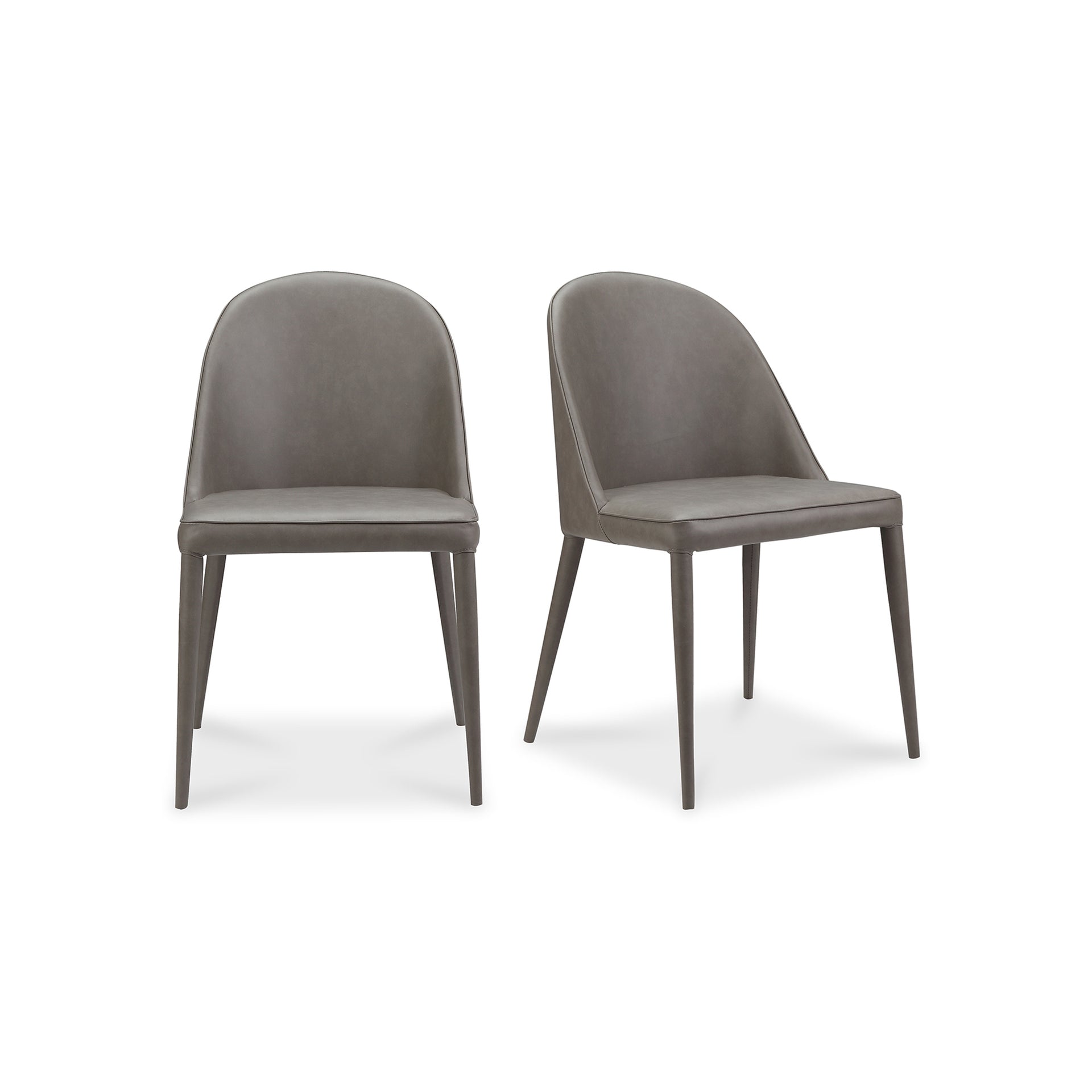 Thorne Dining Chair, Polyurethane Vegan Leather Upholstery with Iron Frame, Dark Grey -Set of 2