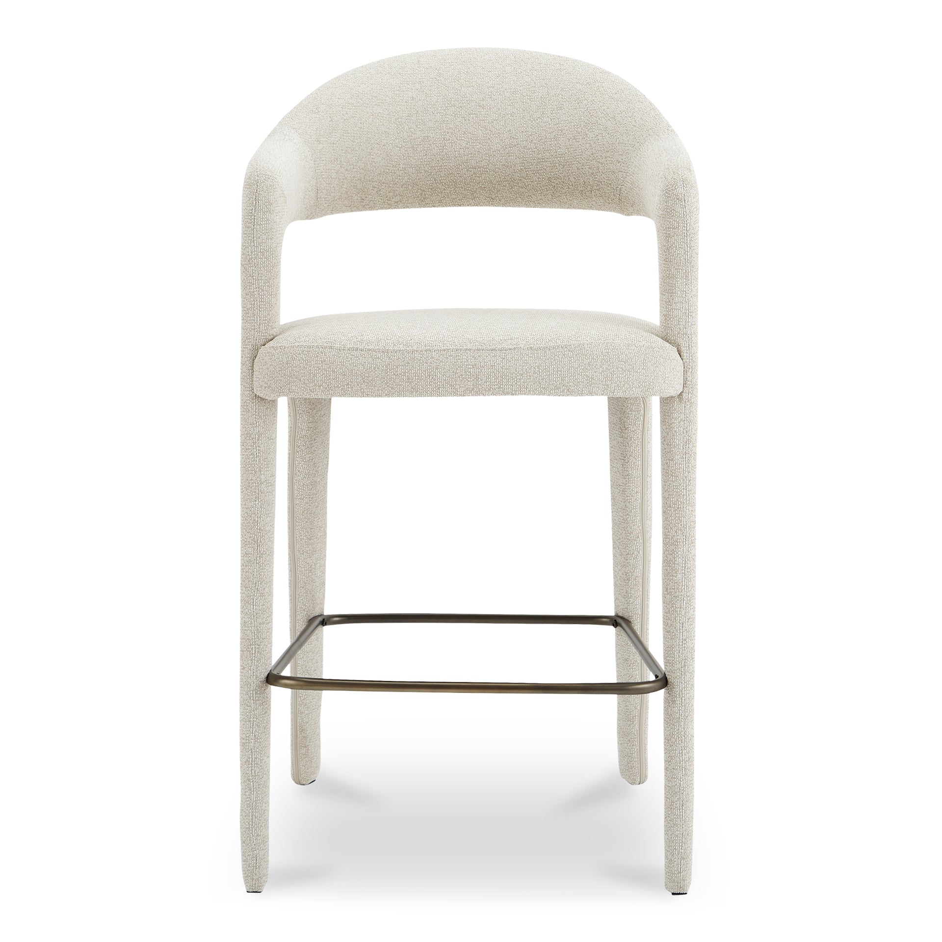 Bryn Bar Stool, Open Barrel Back, Performance Fabric, Iron Frame, Beige