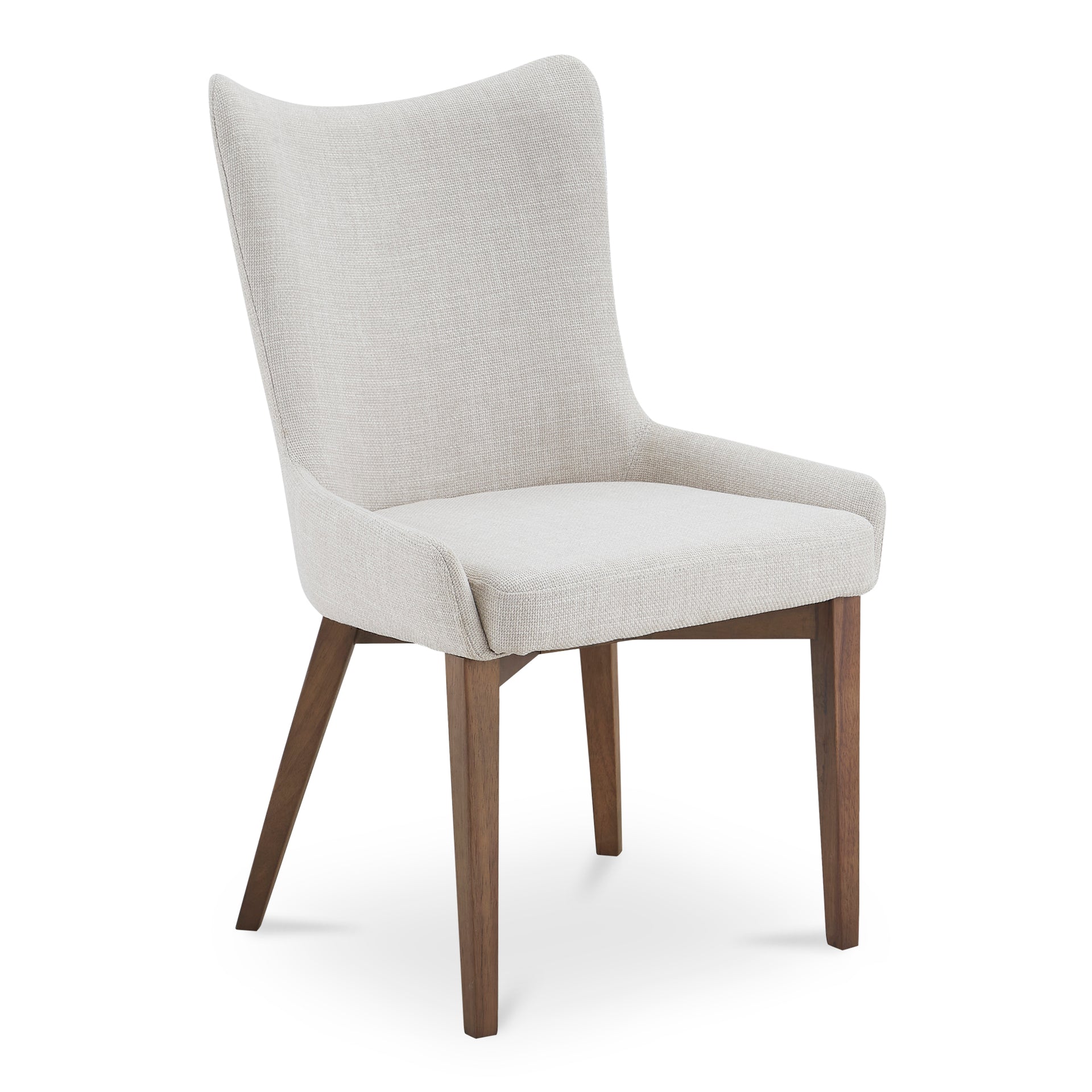 Dominic Dining Chair, High Curved Back, Performance Fabric Upholstery, Rubber Wood Frame, Heather Beige